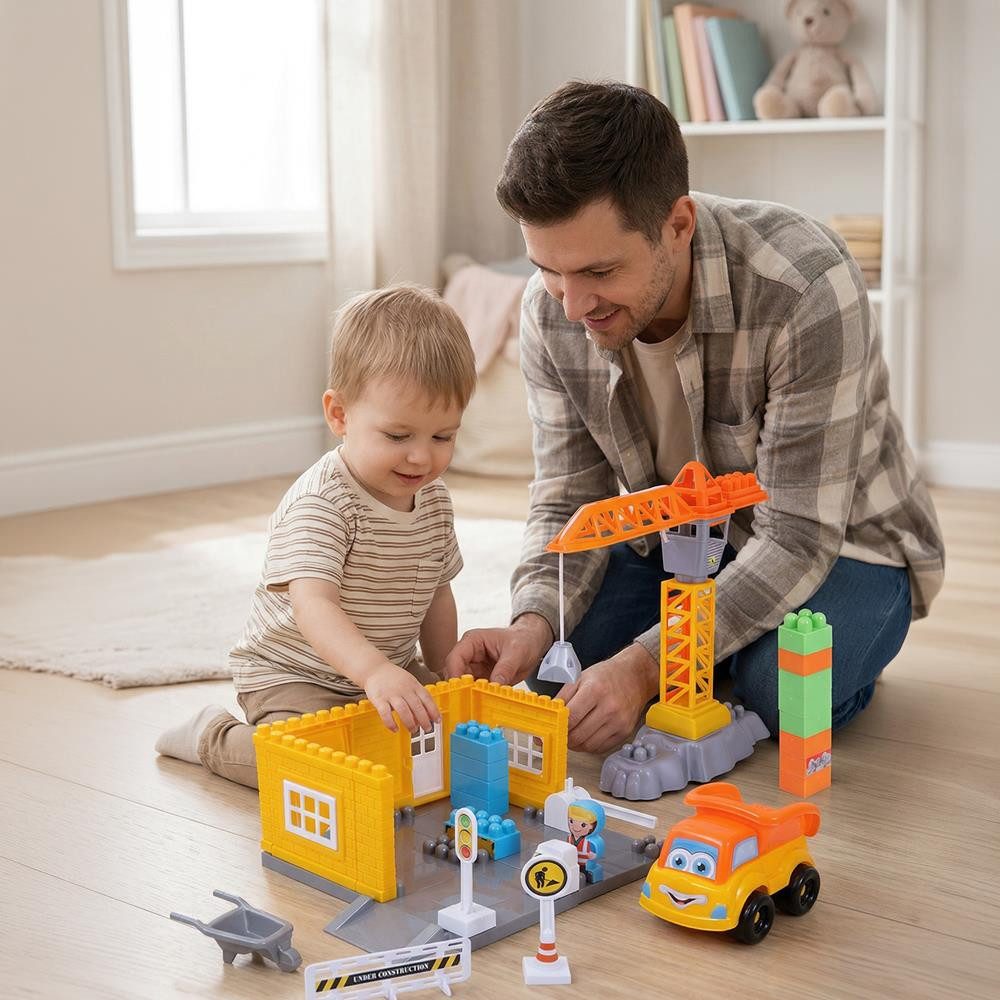 OGI MOGI TOYS Lernspielzeug Ogi Mogi Kran-Baustellenfahrzeug – Baustellen-Spielzeug für Kinder ab (1-St)