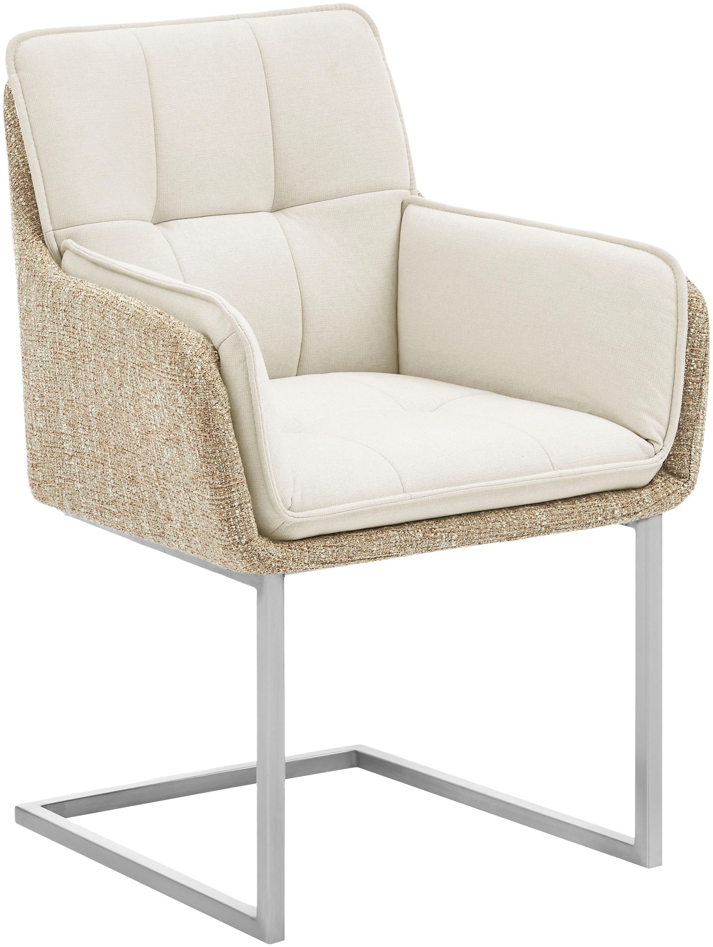 Places of Style Esszimmerstuhl Durham, TOPSELLER!, OTTOs Choice (1 St), Knopfsteppung und Kufengestell aus gebürstetem Metall, Sitzhöhe 50 cm