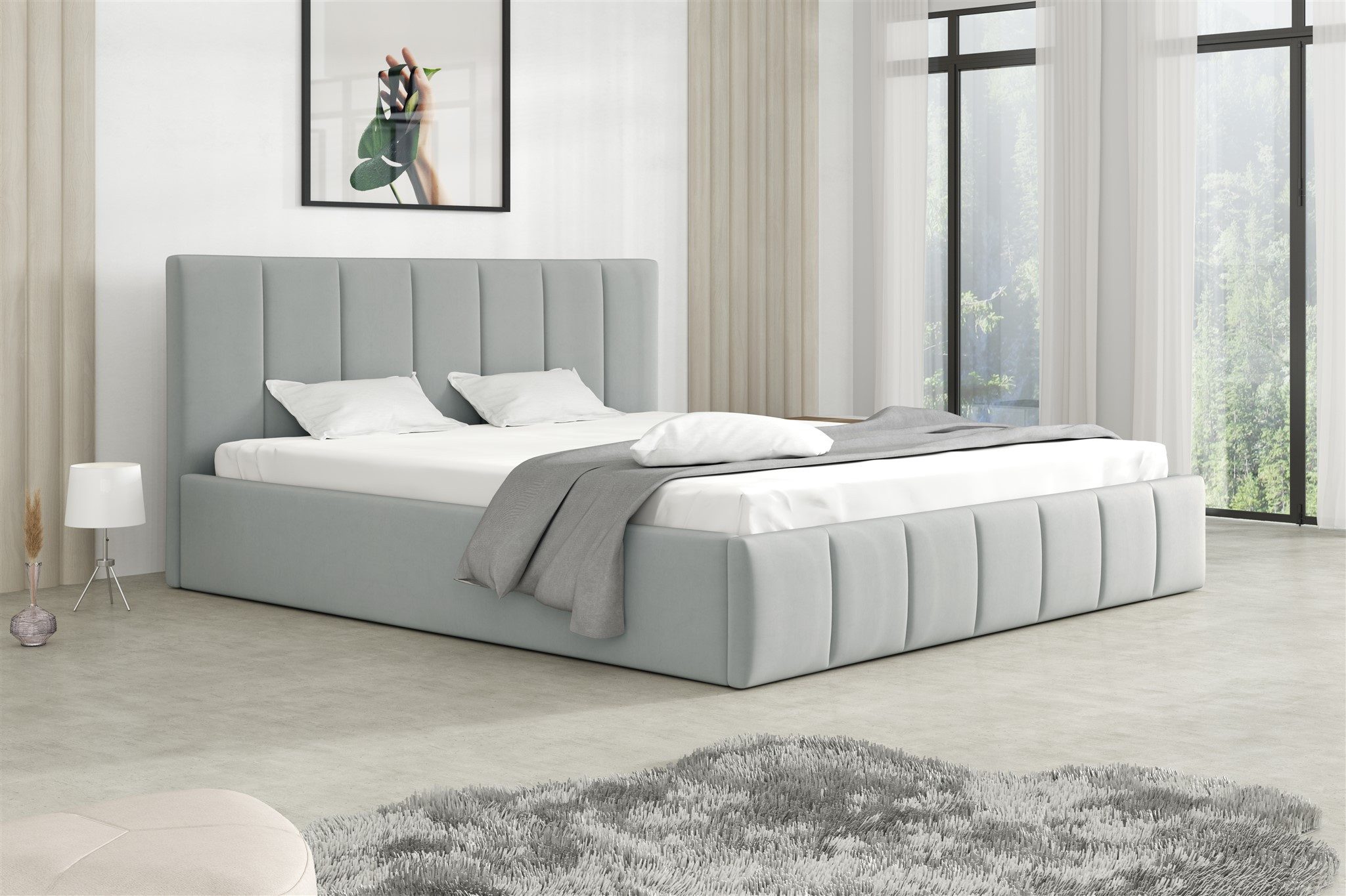 Fun Möbel Polsterbett Doppelbett DETROIT in Stoff (inkl. Bettkasten, inkl. Holzlattenrost), mit oder ohne Matratze