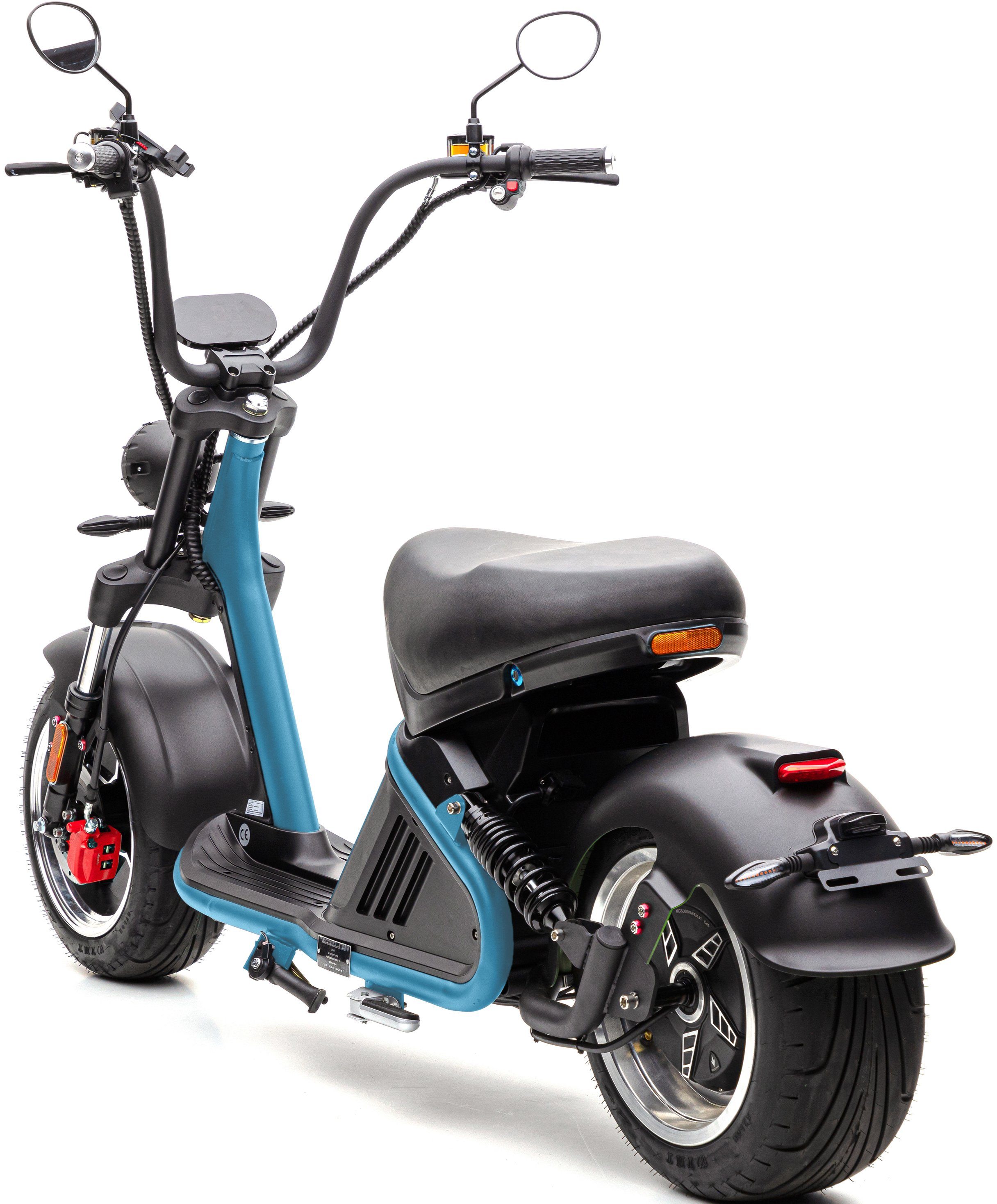 PXD blau ECONELO CHOPPER 45 km/h, 2, E-Motorroller höhenverstellbar 3000 Lenkrad W,