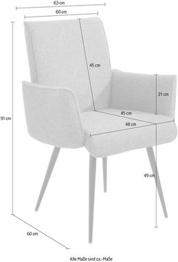 K+W Komfort & Wohnen Essgruppe Giacomo I, (6-tlg), 2 Stühle und 2 Armlehnenstühle, Polsterbankbreite 200cm oder 177cm