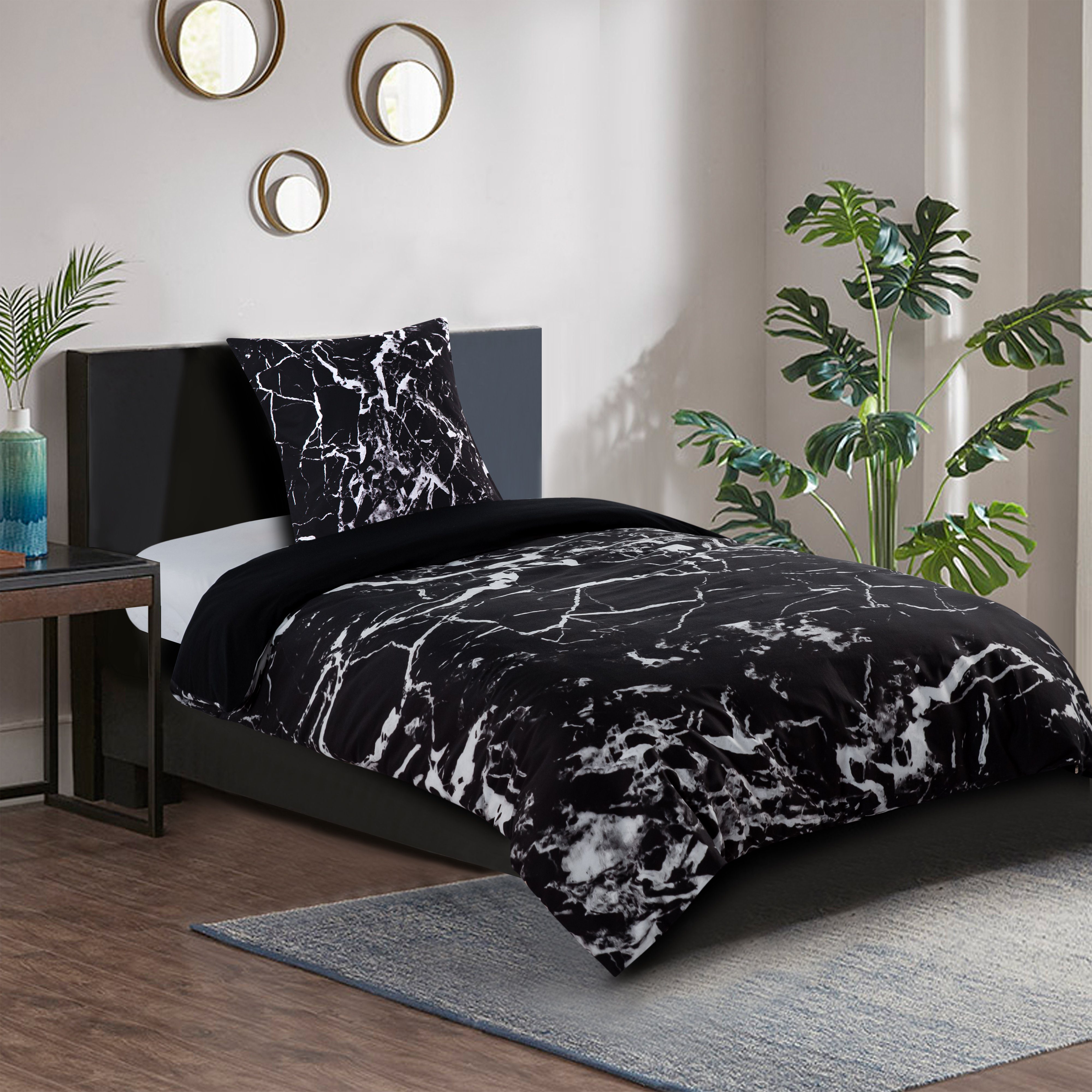 Sanilo Bettwäsche Marmor Schwarz 135x200 cm, Bettbezug und Kissenbezug, Baumwolle, 4 teilig – Bild 2 von 4