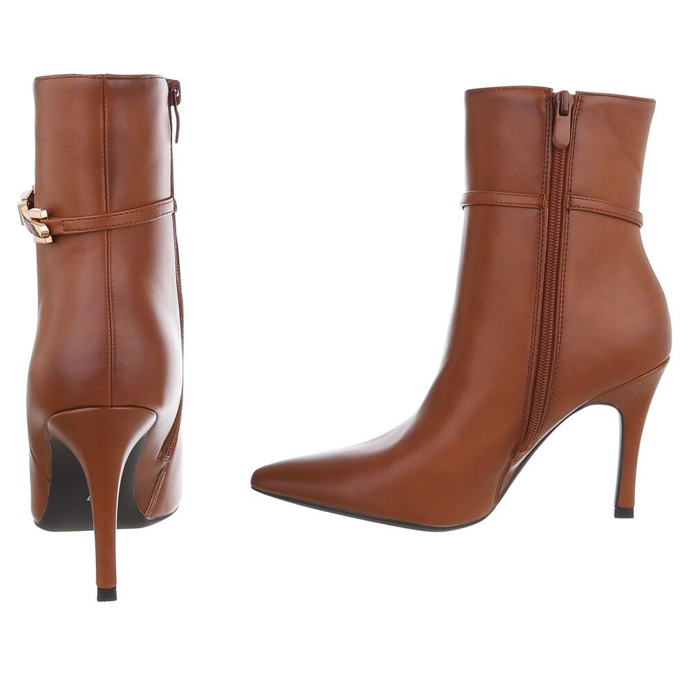 Ital-Design Eleganter Damen Stiefel mit Absatz und Detailverschluss High-Heel-Stiefelette (90542883) Pfennig-/Stilettoabsatz Stiefeletten in Camel – Bild 5 von 5