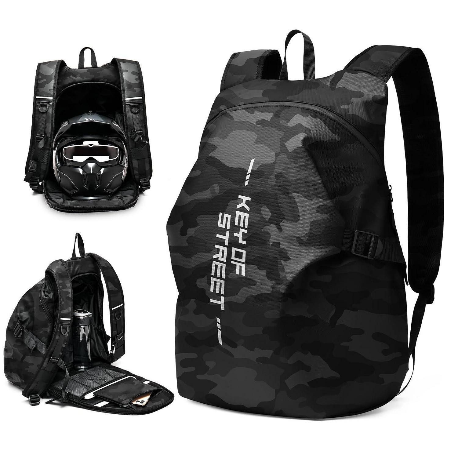 LuxusKollektion Rucksack Motorrad Rucksack Wasserdicht Helmtasche Herren Schwarz C-schwarz L