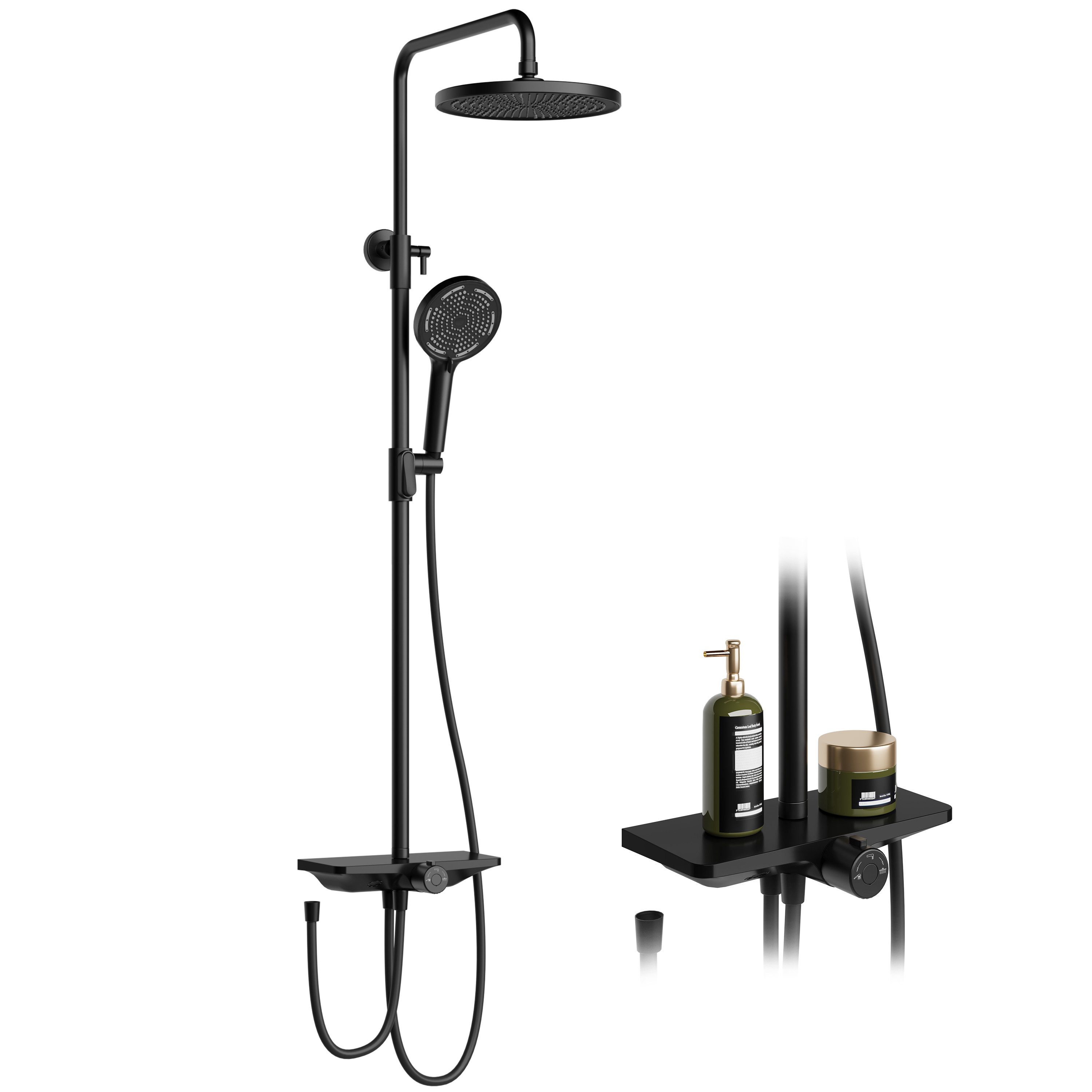 GarveeMore Brausegarnitur Regendusche Duschsystem Ablage 3-Funktion günstig online kaufen