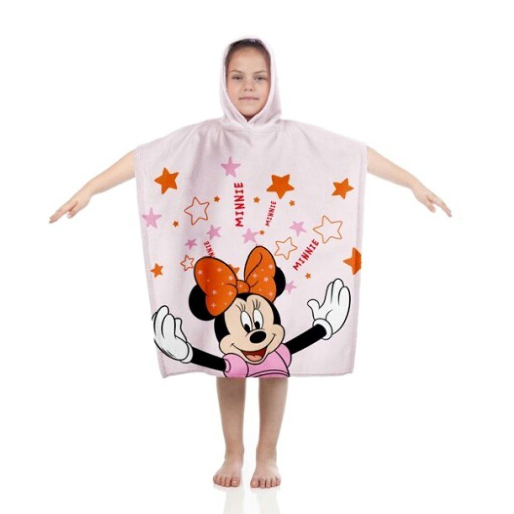 Disney Minnie Mouse Badeponcho Minnie Maus Kinder Mädchen Mikrofaser Poncho, Baumwolle, Kapuze, 100% baumwolle