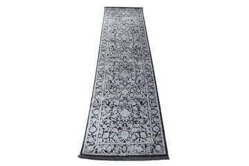 Teppich Moderner Teppich in orientalisches Blumendesign in Grau auf Schwarz, TeppichHome24, rechteckig