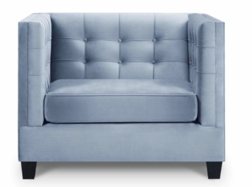 Blauer Stoff Blau Kreative Textil JVmoebel Modern Chesterfield Wohnzimmer Möbel Sessel Chesterfield-Sessel,