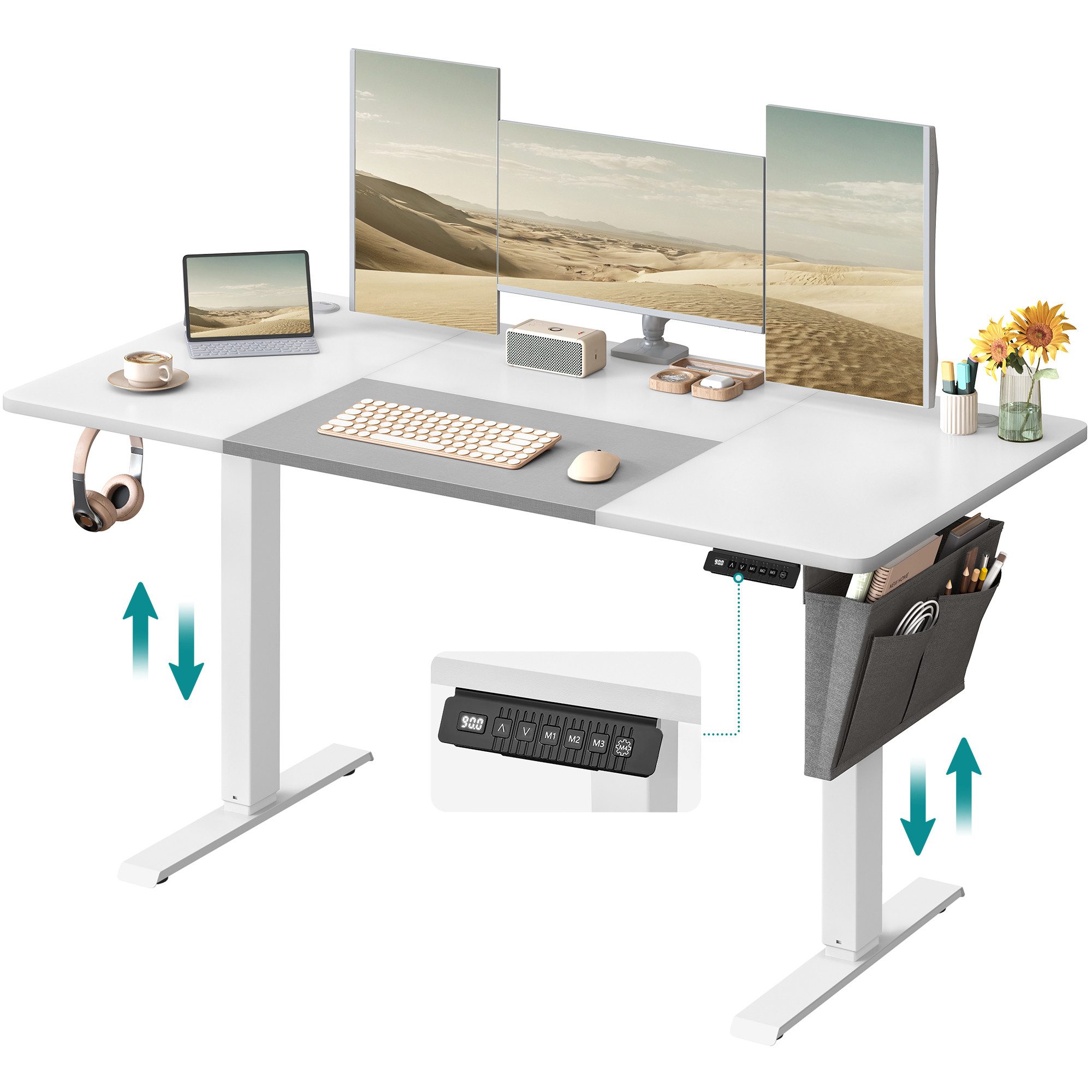 SONGMICS Schreibtisch Höhenverstellbarer elektrisch, USB-A-Anschluss (mit S günstig online kaufen