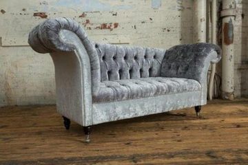 JVmoebel 2-Sitzer Design Chesterfield Stoff Couch Chaise Lounge Polster Chaiselongues