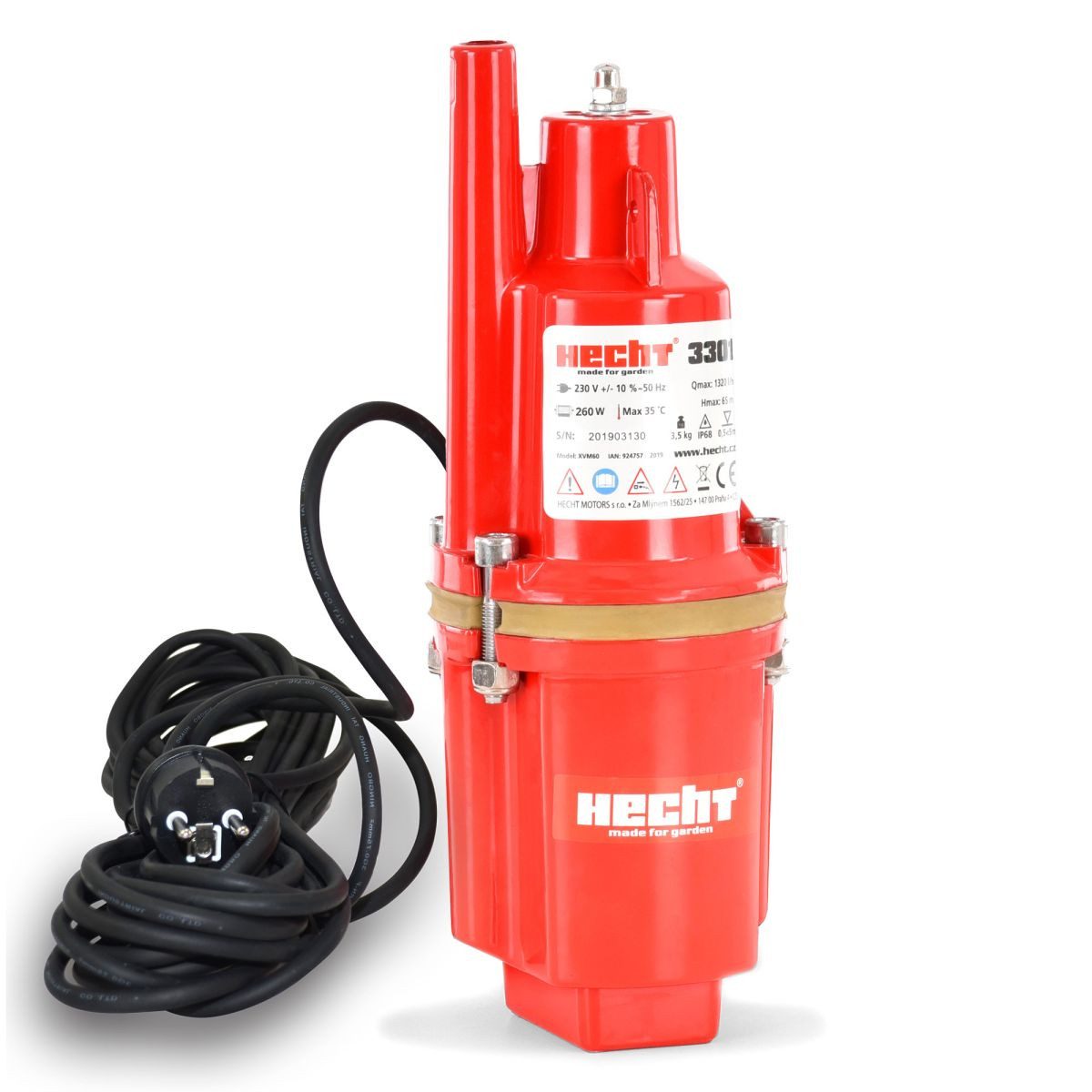 Hecht Tiefbrunnenpumpe Membranpumpe 3301, 1.320 l/h, 300 W, 55 m Förderhöhe, Passt in DIN 100
