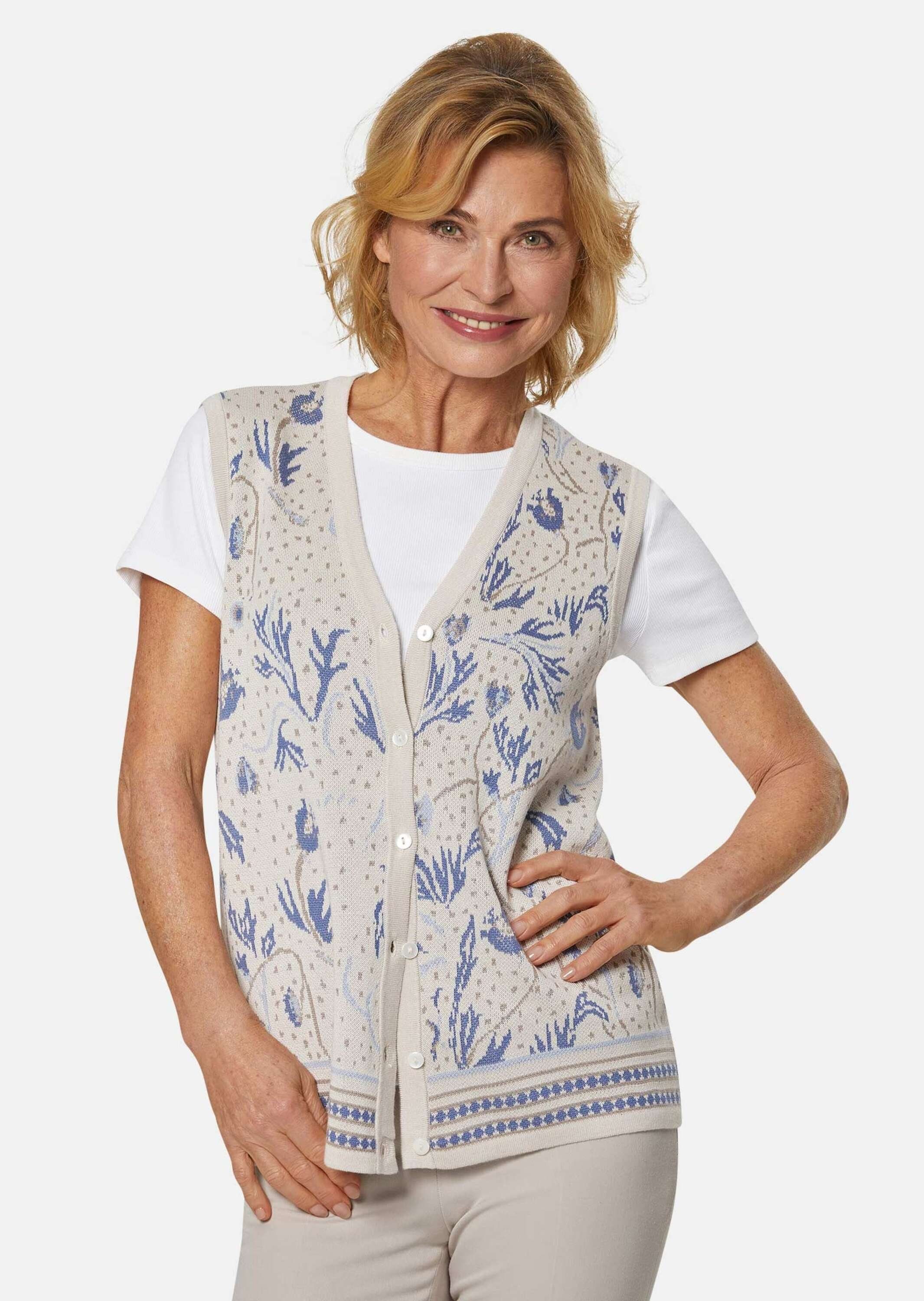 GOLDNER Strickweste Kaschierende Jacquard-Strickweste in hochwertiger günstig online kaufen