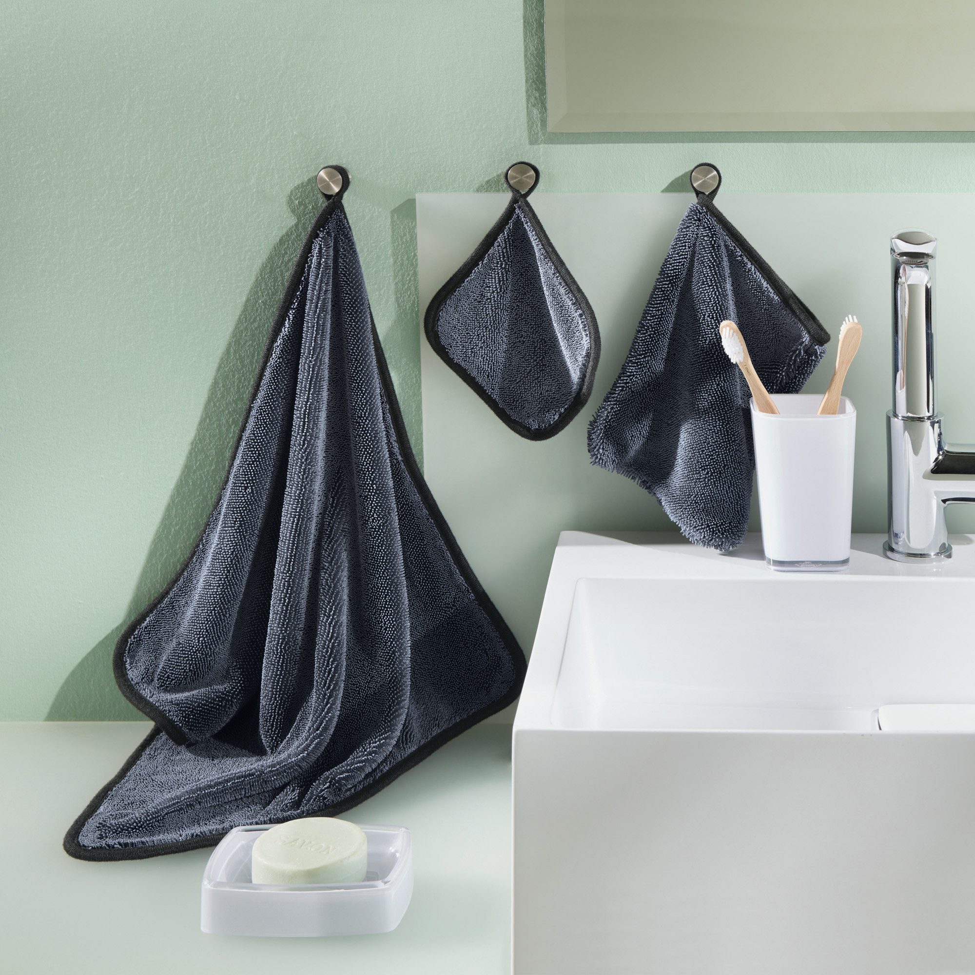 Erwin Müller Geschirrtuch Microfaser-Handschuh 2er-Pack, Microfaser Uni