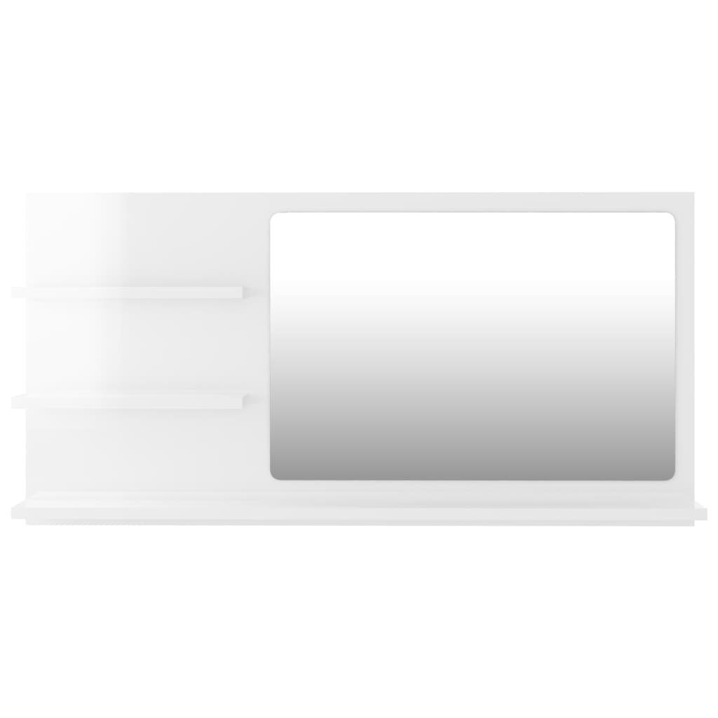 cm (1-St) Hochglanz-Weiß Badspiegel vidaXL Badezimmerspiegelschrank 90x10,5x45 Holzwerkstoff