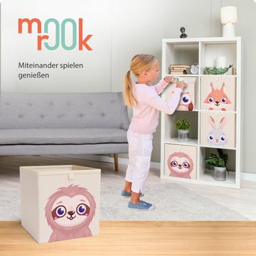 mookrook Aufbewahrungsbox Kinder (4-er Set Waldtiere, 4 Aufbewahrungsboxen mit Ziehschlaufen), niedliche Spielzeugbox, ideal für Kallaxregale