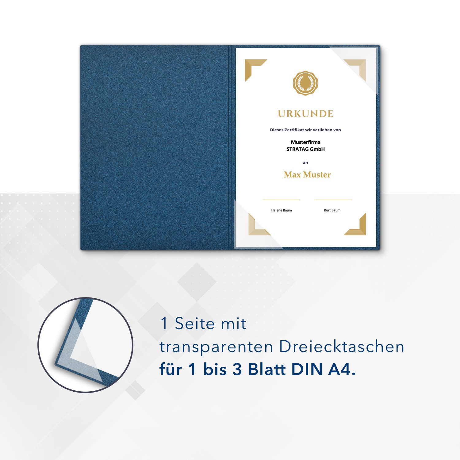 STRATAG Organisationsmappe Urkundenmappen Esclusiva® Basic - 5 Stück 1-tlg Metallic-Effekt (Set, 5-St., Metallic-Karton mit hochwertiger Prägung URKUNDE), direkt vom Hersteller STRATAG - handgefertigt in Deutschland