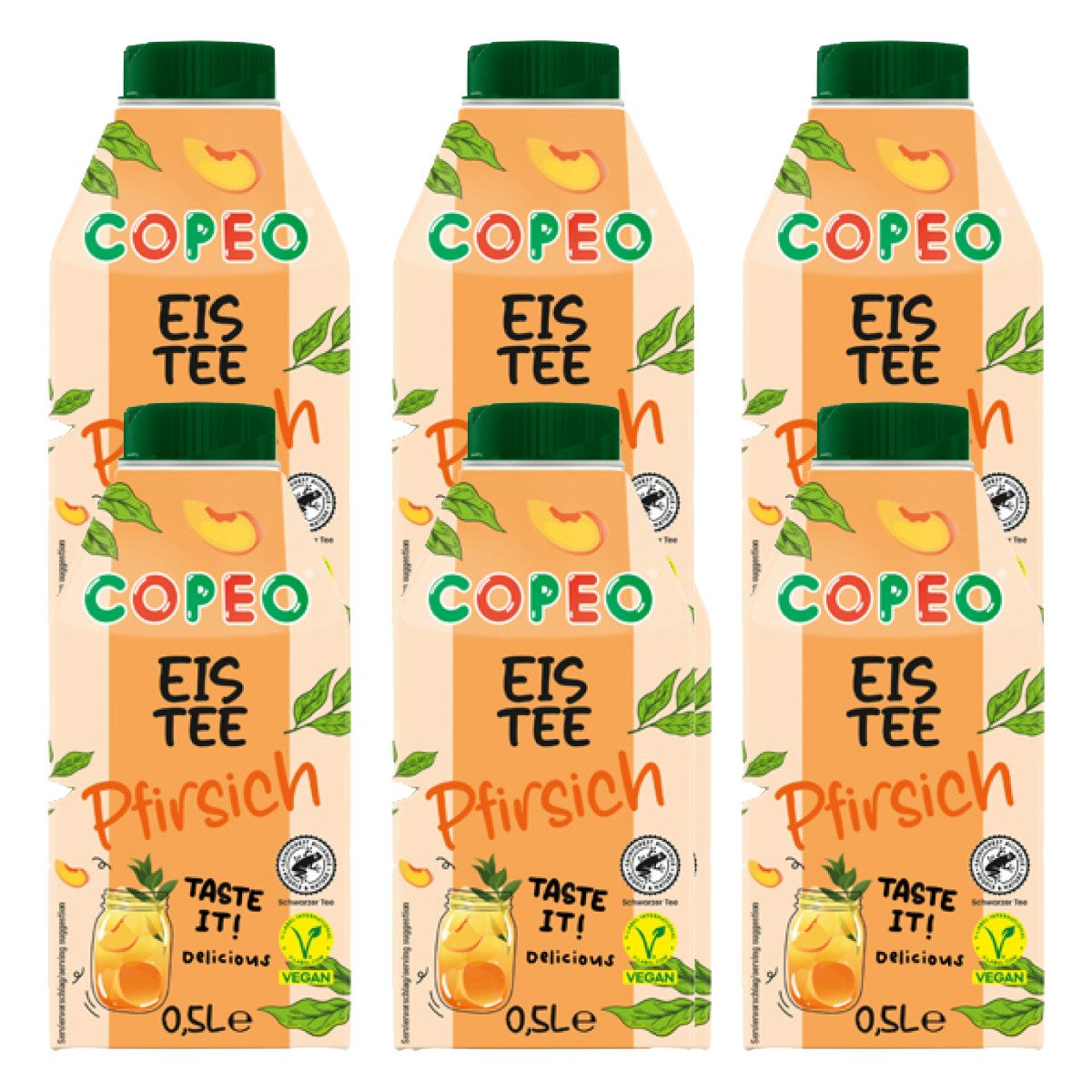 Copeo Tee, COPEO Eistee Pfirsich koffeinhaltiges Teegetränk 500ml 6er Pack