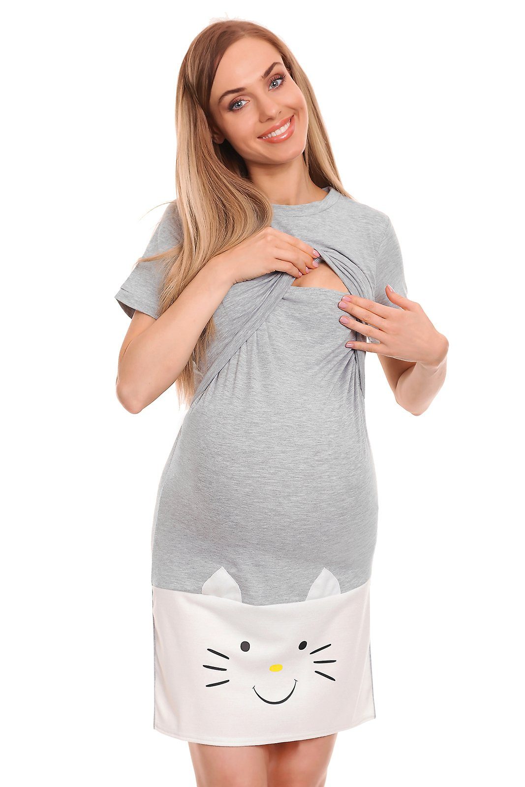 Wäsche/Bademode Nachtwäsche PeeKaBoo Umstandsnachthemd Stillnachthemd Nachthemd Schwangerschaft Stillen mit Motiv