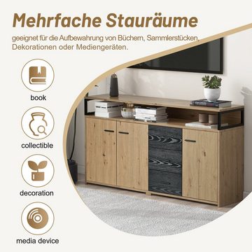 BlingBin Kommode Sideboard Aufbewahrungsschrank (1 St), mit drei Türen und drei Schubladen, 150×35×75.9cm