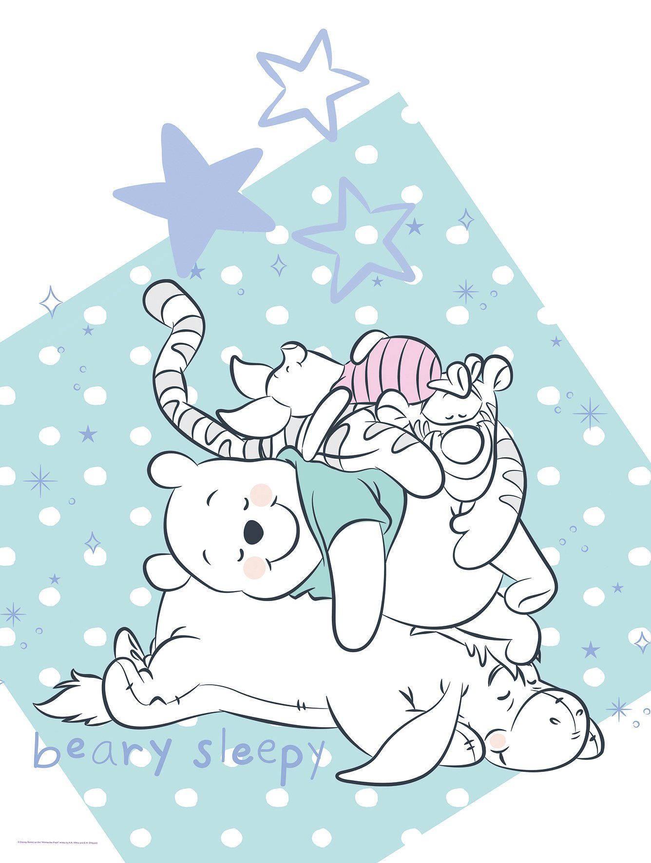 Komar Bild Winnie the Pooh Beary Sleepy, Disney (1 St), Wandbild zur Dekoration im Kinderzimmer - ohne Rahmen