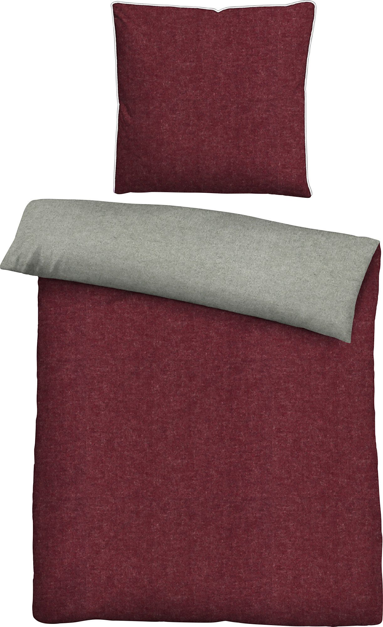 Biberna Bettwäsche Wendebettwäsche, Baumwolle, Melange-Flanell Uni