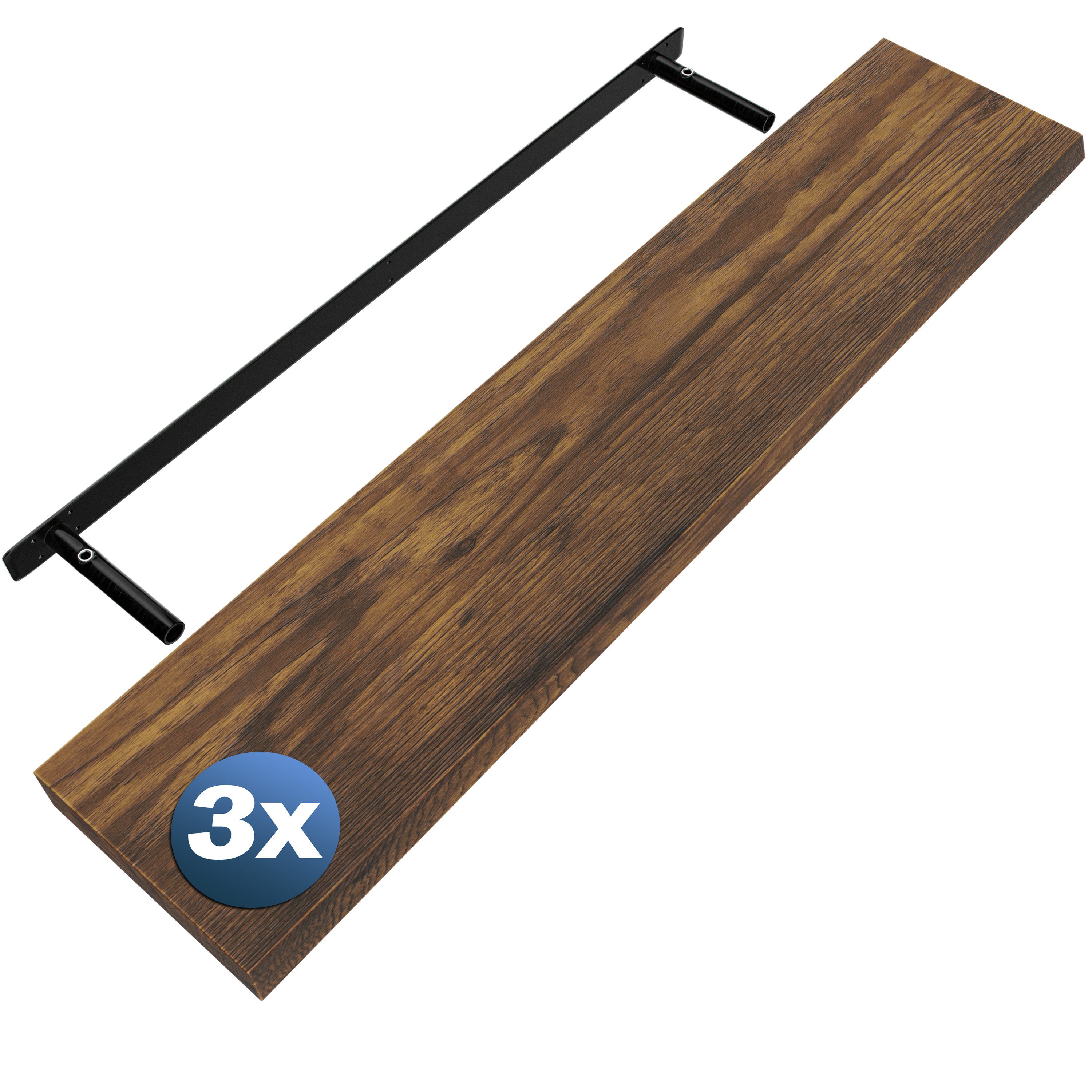 Casaria Wandregal Schweberegal, Dunkle Eiche Hängeregal mit Halterung 15kg Tragkraft Wohnzimmer 110cm