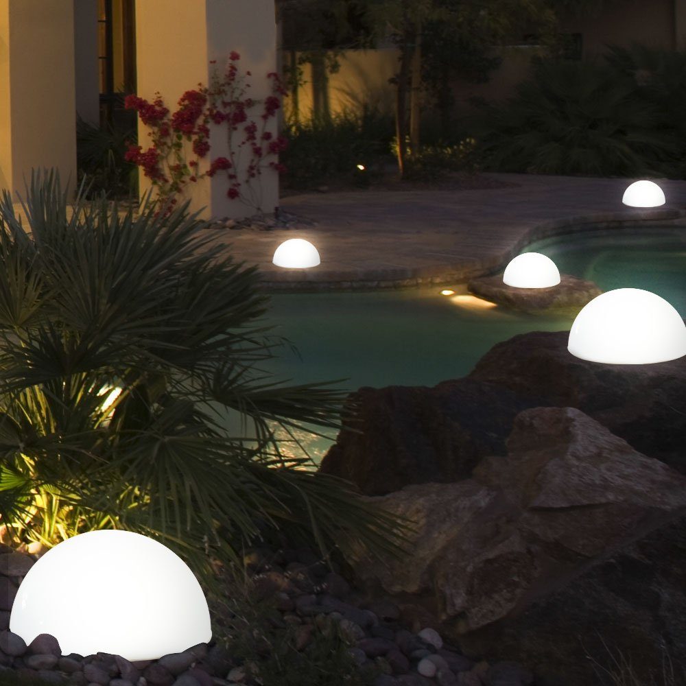 etc-shop LED Außen-Stehlampe, Wand LED-Leuchtmittel Steh Kugel Solar 3er Lampen LED fest Halb verbaut, Fassaden Set