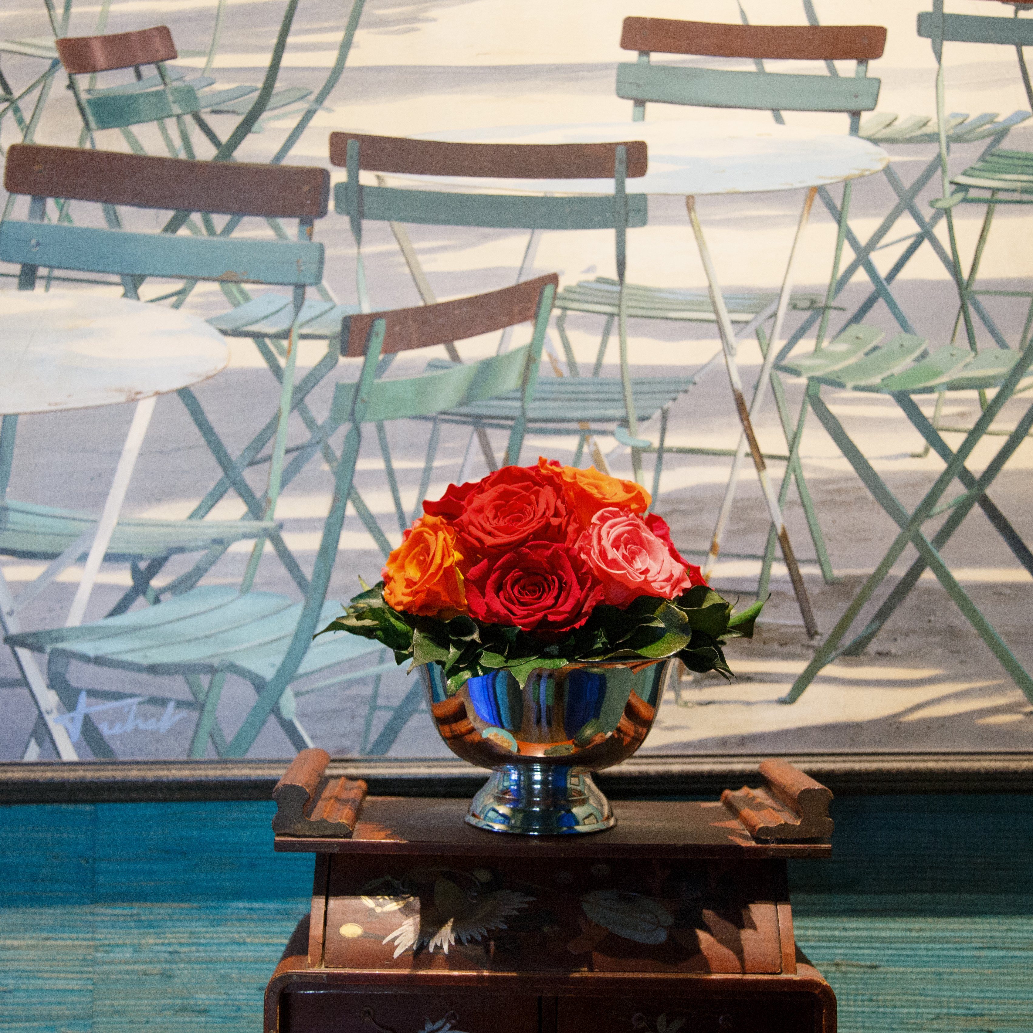 Kunstblume 11 Infinity Rosen in Blumenschale günstig online kaufen
