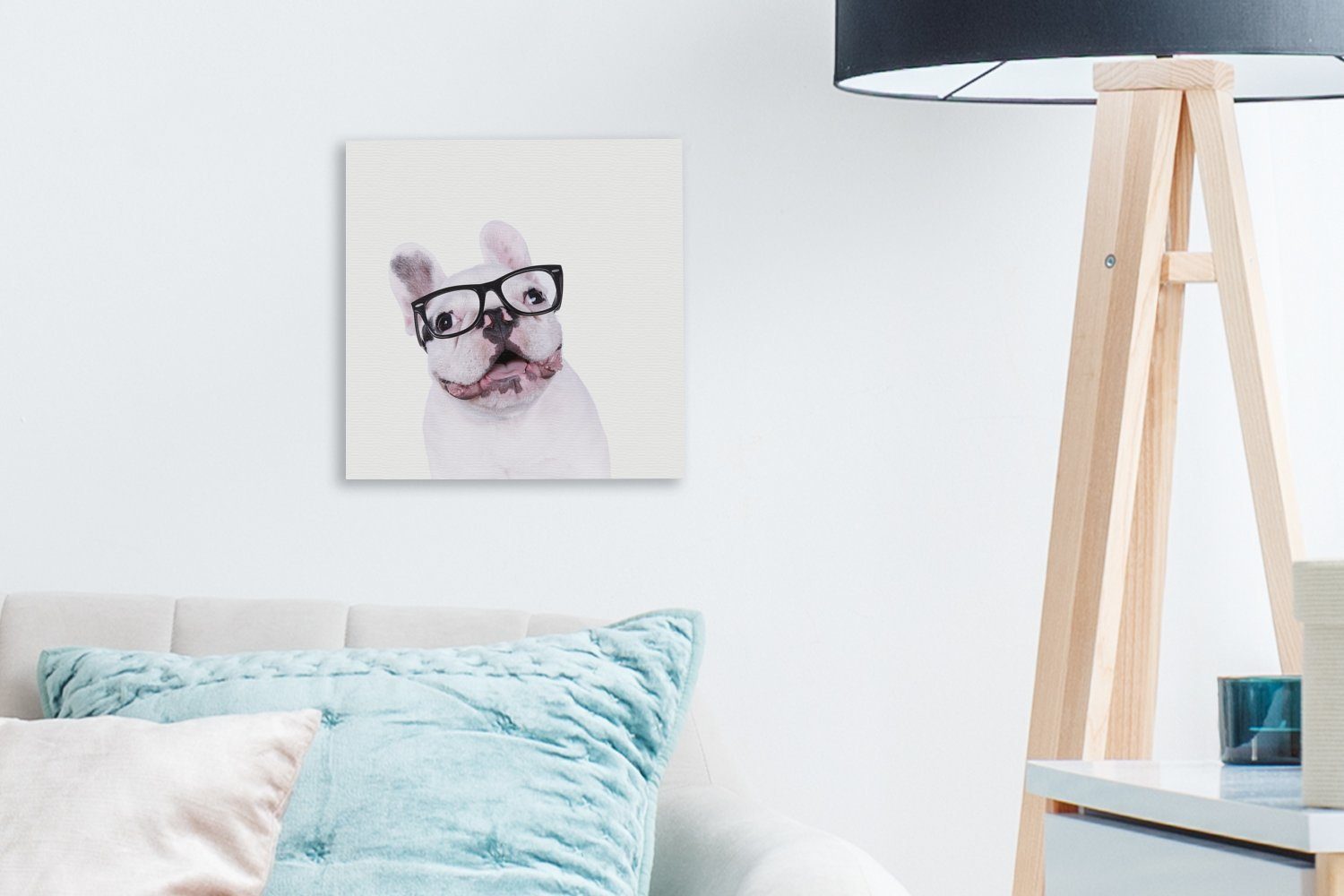 OneMillionCanvasses® Brille St), - Bilder Hipster, Wohnzimmer (1 Hund für Leinwandbild Leinwand Schlafzimmer -
