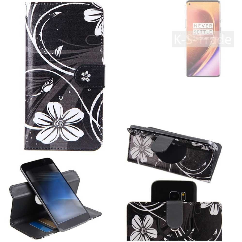 K-S-Trade Handyhülle für OnePlus 8 Pro, Schutzhülle Handyhülle Hülle 360° Wallet Case ''Flowers''