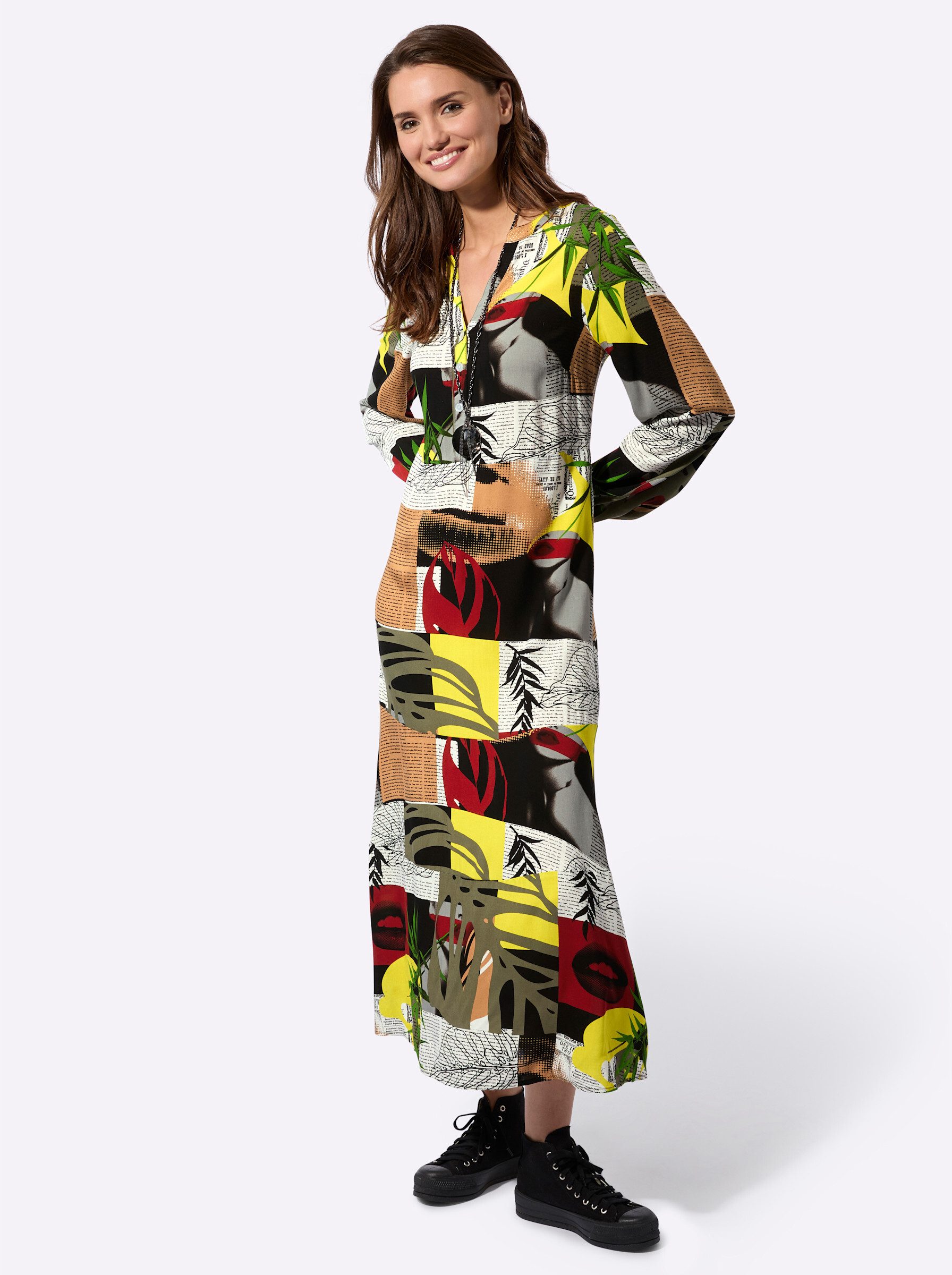 Witt Etuikleid Druck-Kleid Langarm