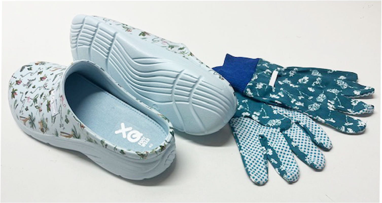 Steinnacher Bärbel Damen Gartenclogs Safari blau mit passenden Gartenhandsc günstig online kaufen