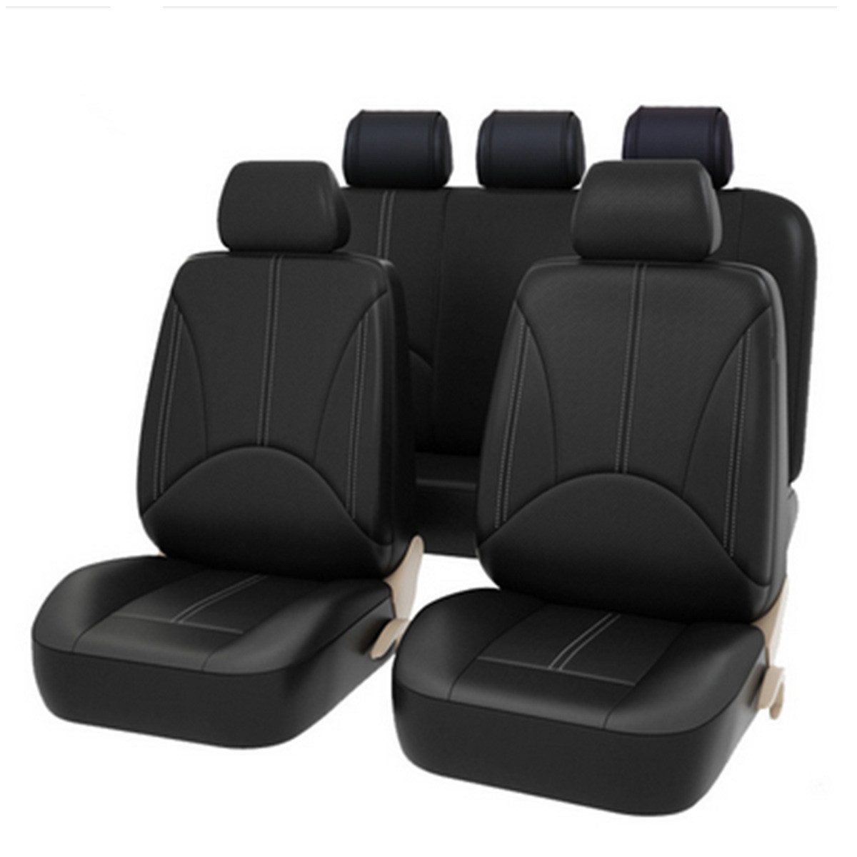 GarveeMore Autositzbezug Autositzbezüge Komplettset Universal PU Leder 9-teilig