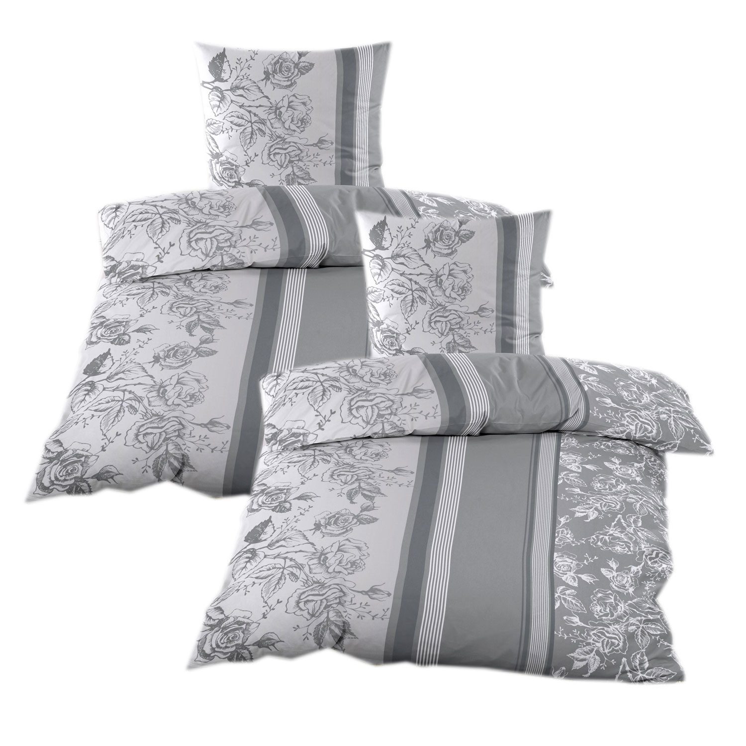 Casa Colori Bettwäsche Biber 135x200 cm mit Reißverschluss aus 100% Baumwol günstig online kaufen