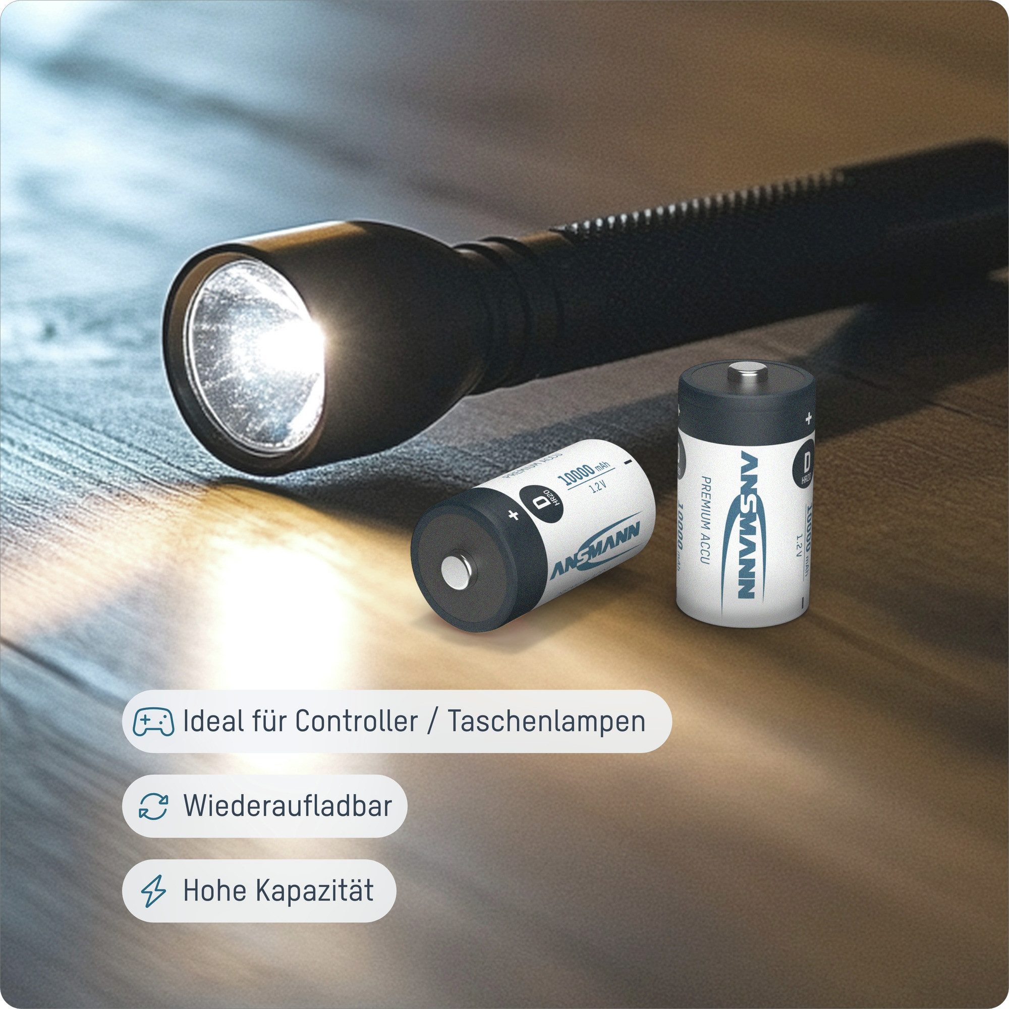 ANSMANN AG Akku Mono D 9300 mAh 1,2V NiMh, 4 Stück Akku 10000 mAh (1.2 V)
