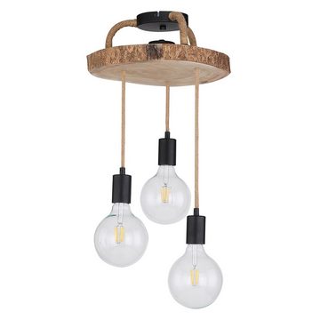 etc-shop LED Pendelleuchte, Leuchtmittel inklusive, Warmweiß, Vintage Hänge Leuchte Decken Strahler Hanfseil Holz Pendel Lampe