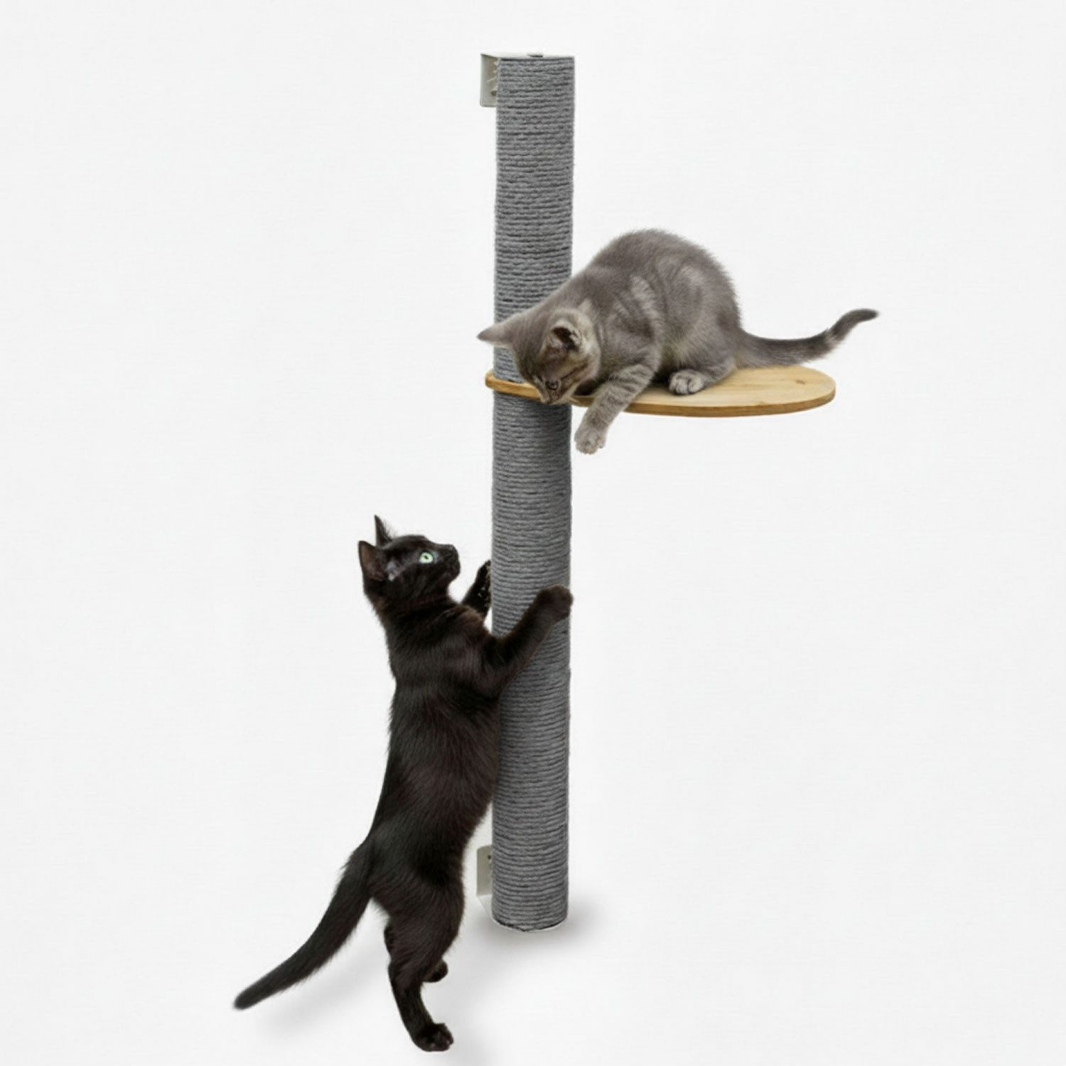 eyepower Kratzbaum zur Wandmontage - 96 cm Wandkratzbaum für Katzen mit 1 Bambus Plateau, Sisalstamm Wand - Katzenkratzbaum platzsparend - Kletterwand Katze