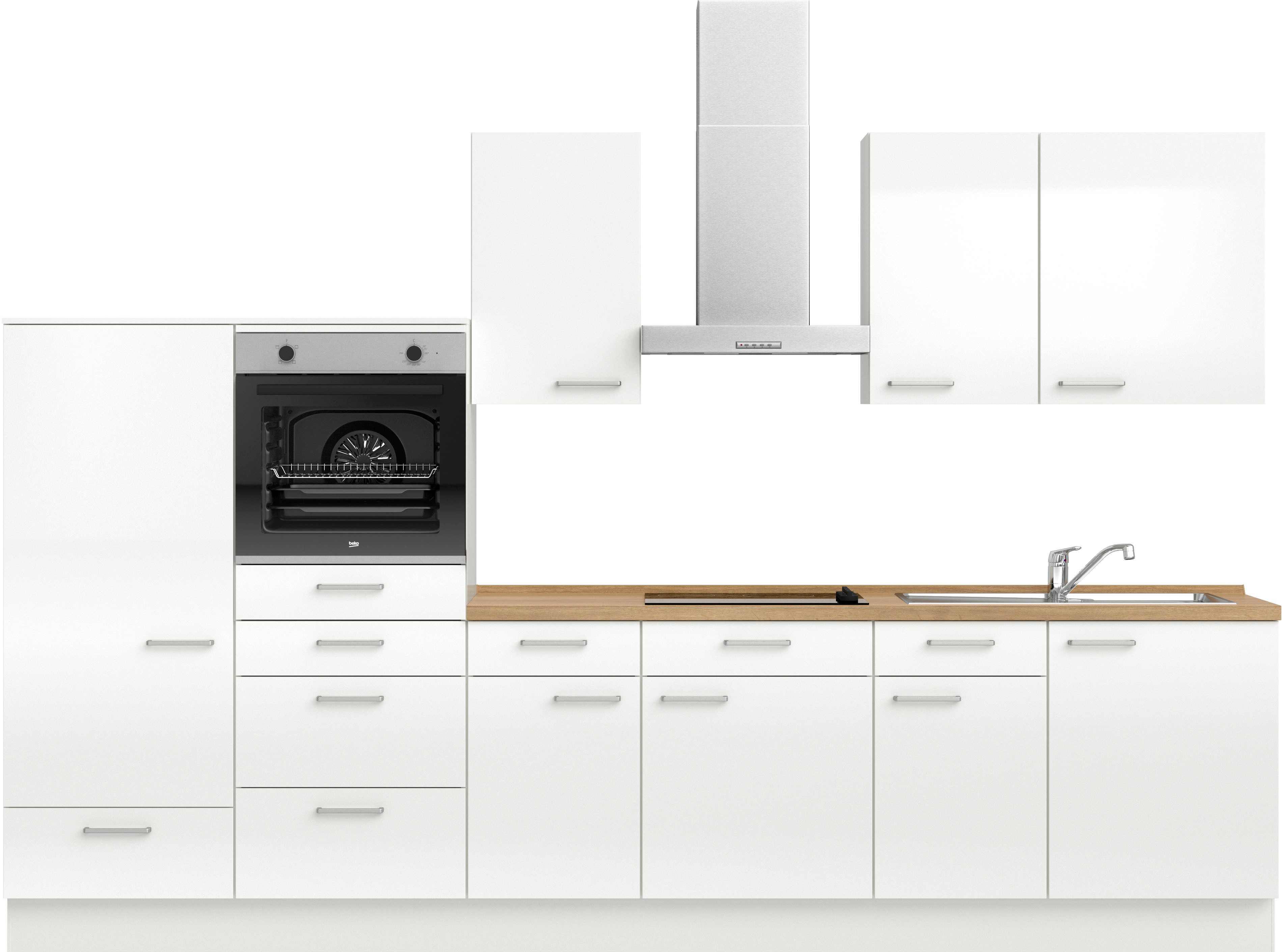nobilia® Küche "Flash I", NEU: individuell anpassbar mit gratis Profi-Beratung, vormontiert, Breite 330 cm, Ausrichtung wählbar, wahlw. mit E-Geräten