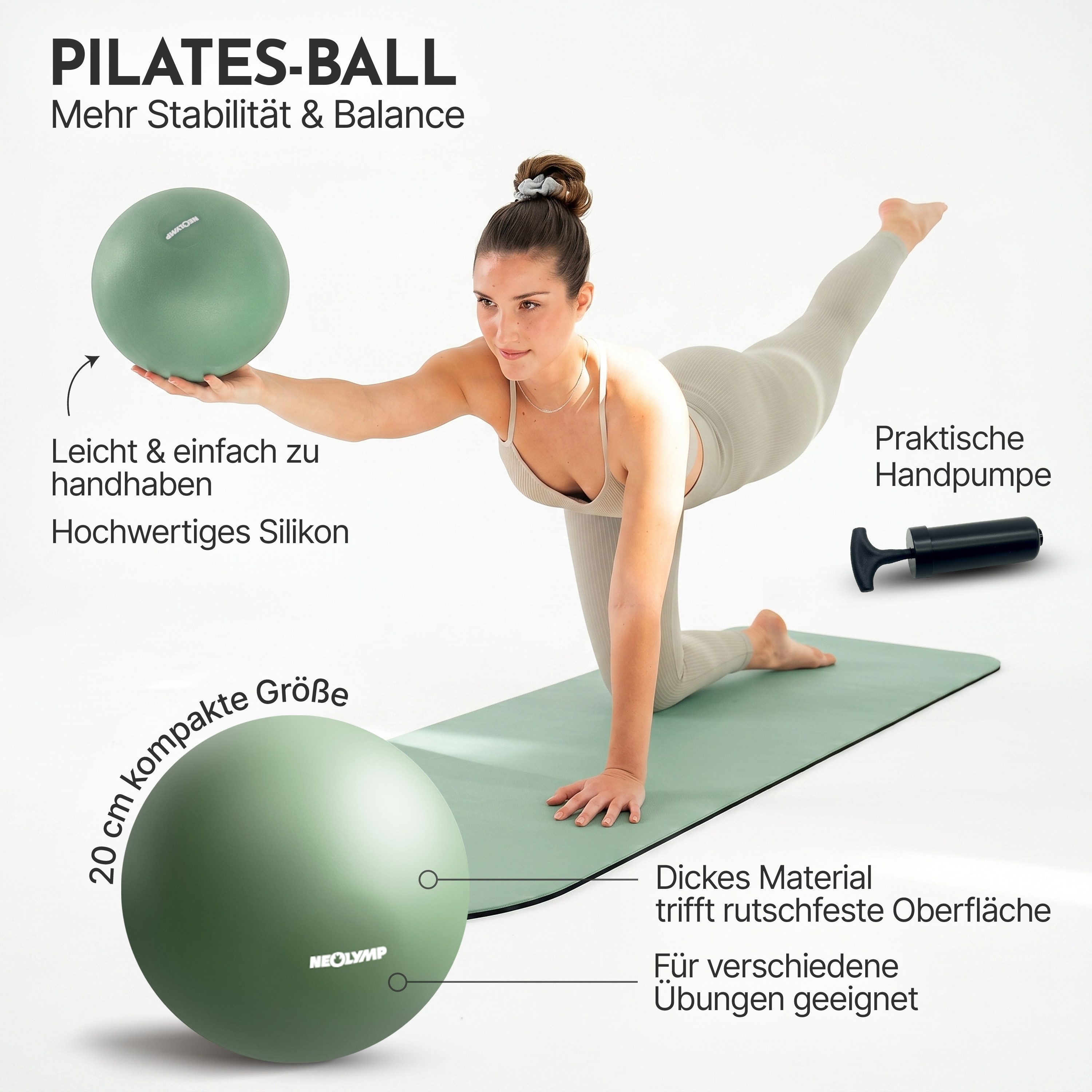 NEOLYMP Pilates-Ring Pilates Set für Zuhause – Pilates Ball, Pilates Ring & Gewichte (Set, Pilates Essential Kit Damen & Anfänger - Home Pilates), Pilates Zubehör Set – inkl. Pilates Bänder, 1kg Hanteln & E-Book