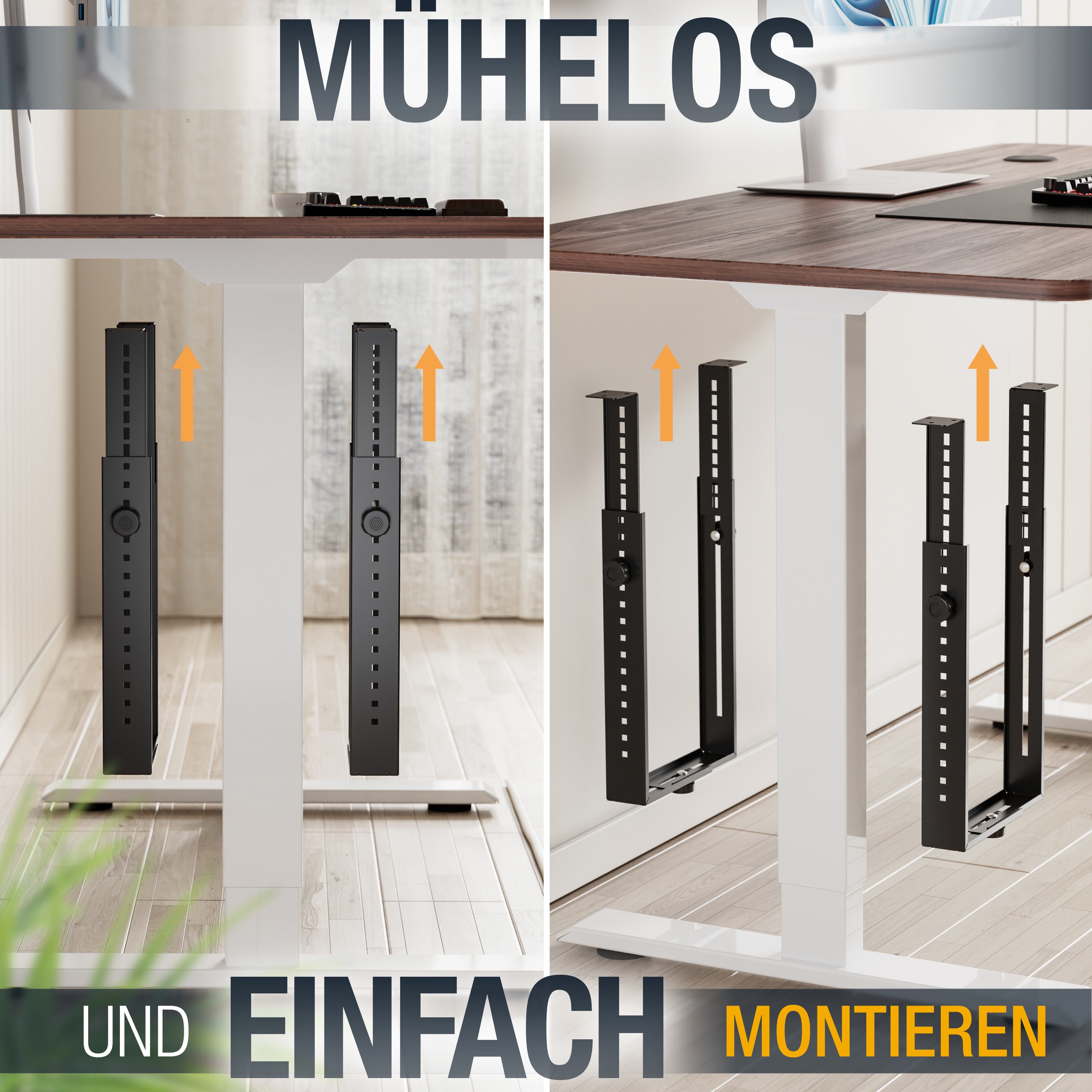 RICOO Halterung PC Halterung unter Schreibtisch flexibel Gaming Büro Tisch TRH02-B, (vertikal oder horizontal Befestigung, 1-tlg., max 35 Kg Rechner Halter für unter den Tisch Desktop flexibel schwarz, Flexibel an PC Rechner Breite und Höhe anpassbar, je nach Montageart)