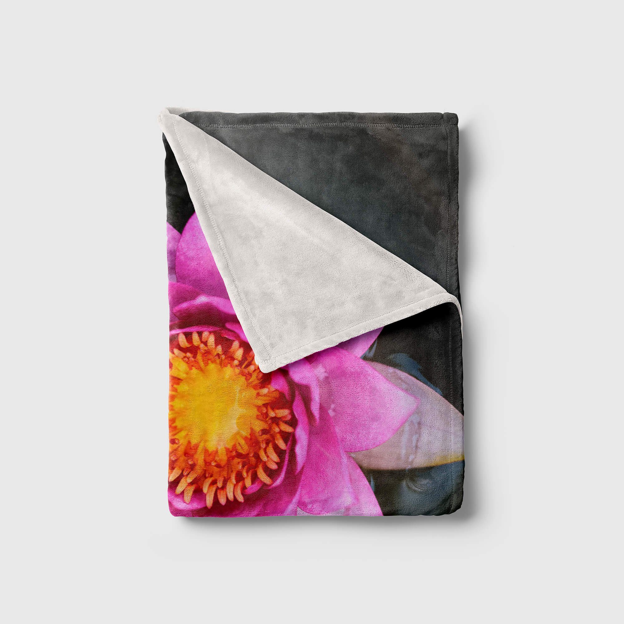 Saunatuch Kuscheldecke Strandhandtuch Fotomotiv (1-St), Sinus Baumwolle-Polyester-Mix Handtuch Art Handtücher Handtuch mit Lotus Blüte, Blume