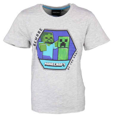 Minecraft T-Shirt »Creeper Zombie Kinder Jungen Shirt« Gr. 116 bis 152, in Grau