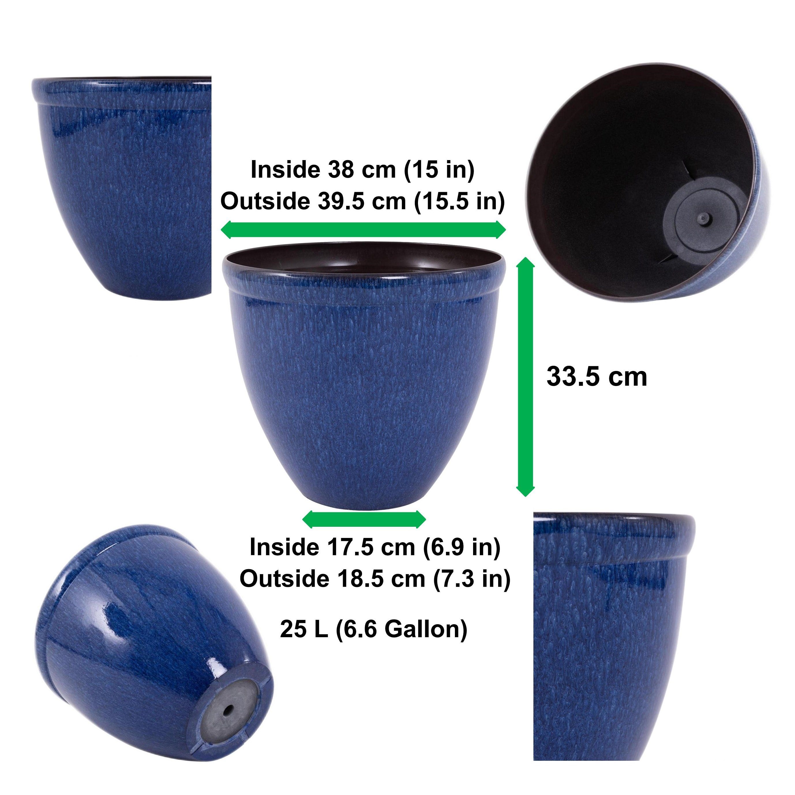 in Jinfa glasierter 2 Stück(22.39Euro/Stück) Jinfa aus Keramikoptik,blau Pflanzkübel Blumenkübel Kunststoff