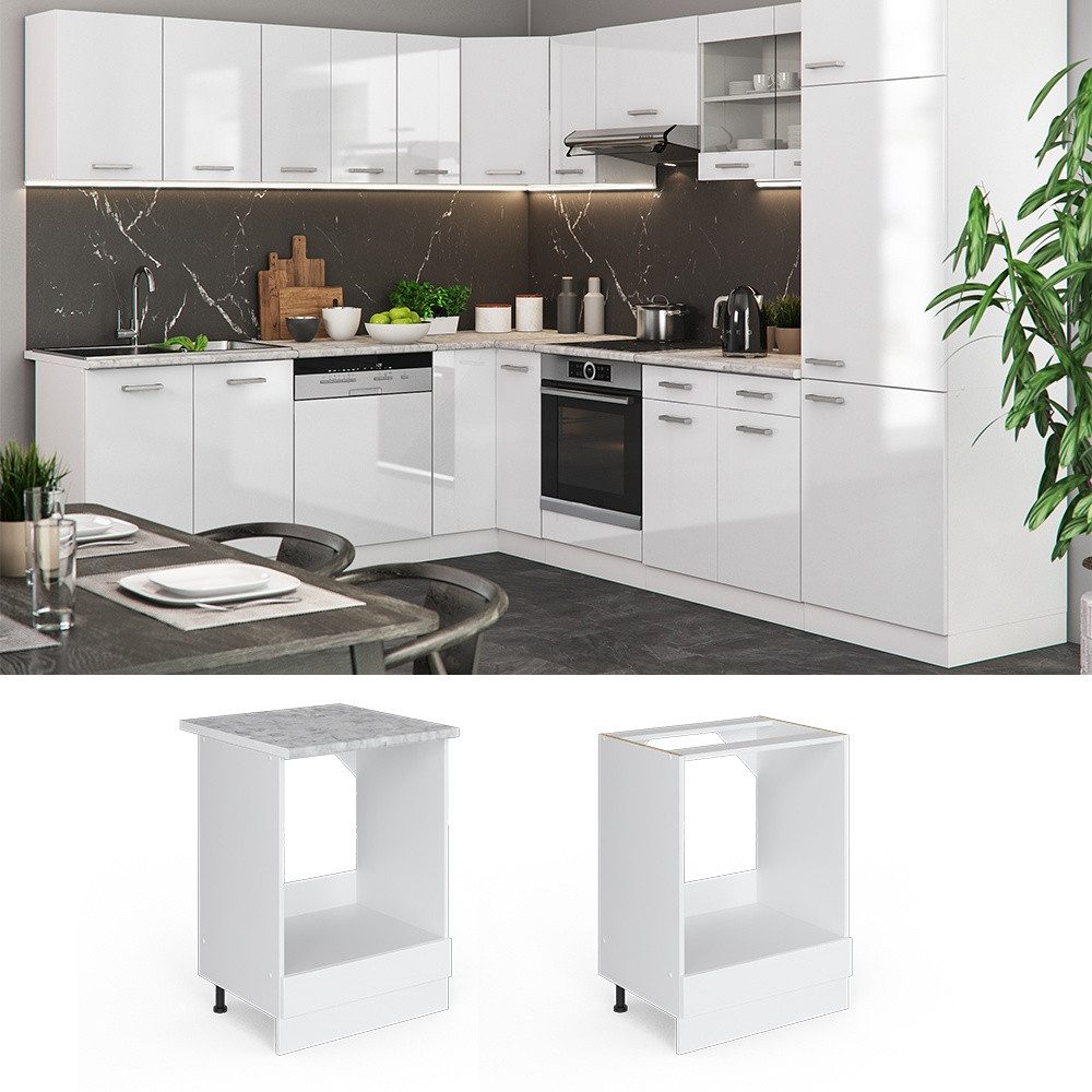 Vicco Herdumbauschrank R-Line, Weiß Hochglanz/Weiß, 60 cm ohne Arbeitsplatte (1-St)