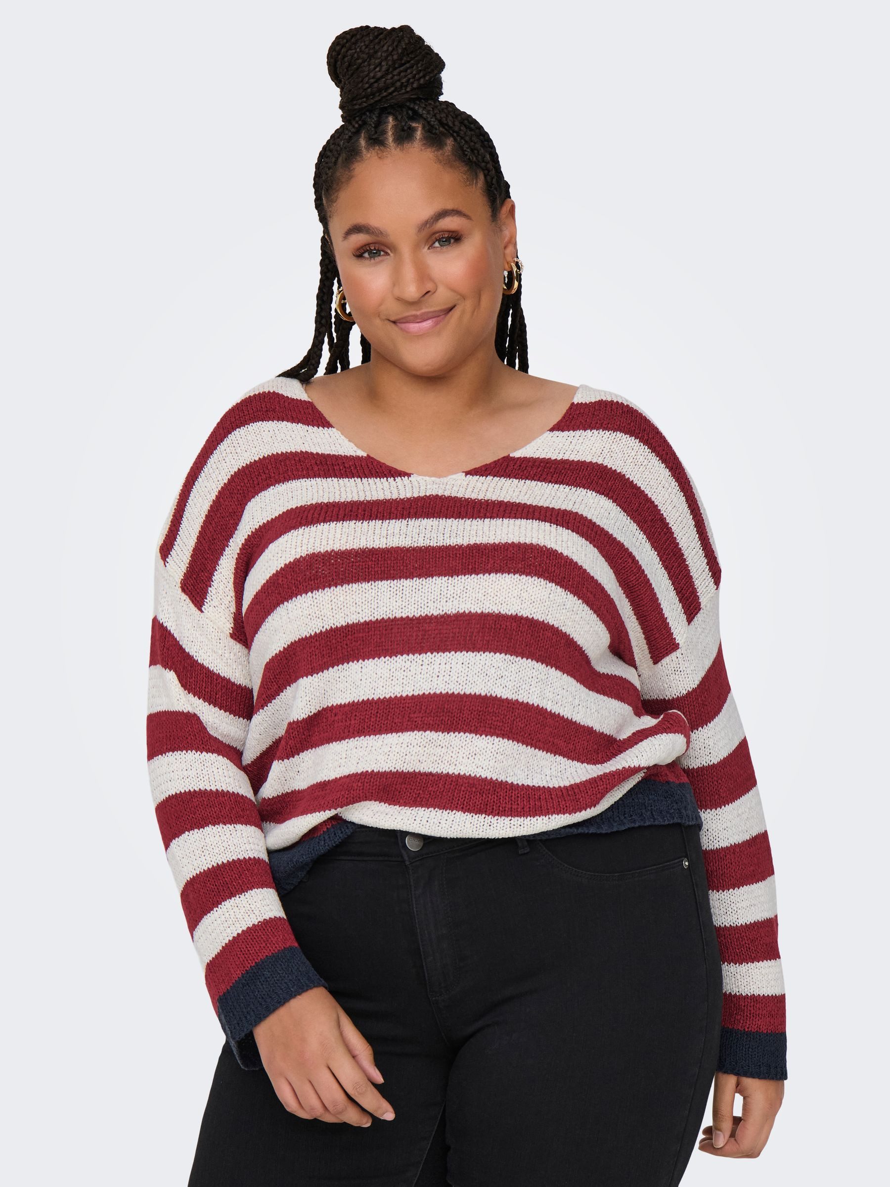 ONLY CARMAKOMA Strickpullover Weicher Strick mit kontrastfarbenem Saum CARG günstig online kaufen