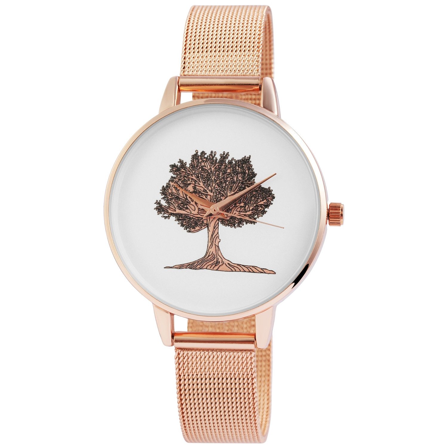 Quarzuhr Armbanduhr Baum vers. Farben Edelstahl Damen Uhr Damenuhr
