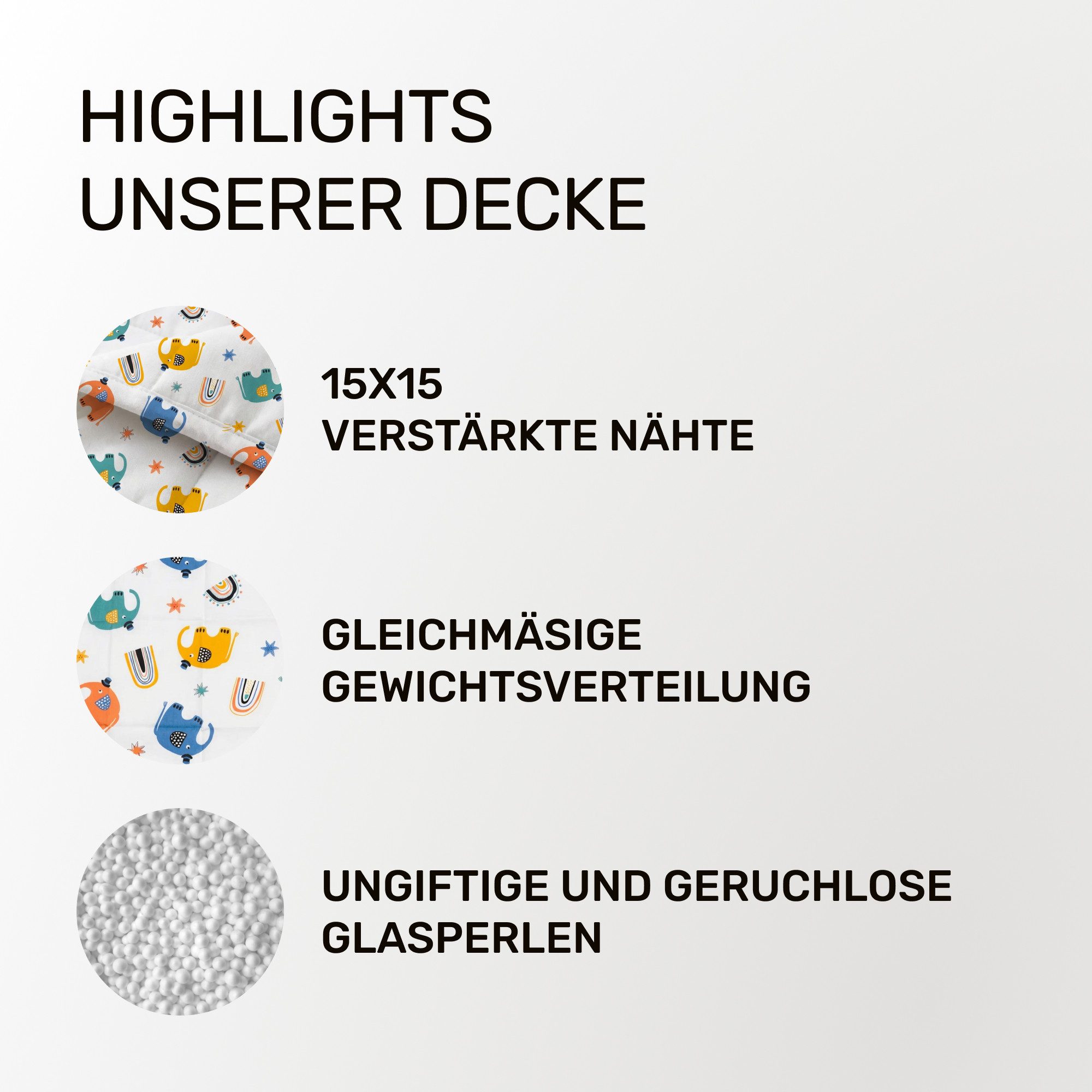Dailydream Gewichtsdecke für Kinder, beschwerte Decke, Baumwolle oder Fleece, Füllung: Glasperlen, Gleichmäßige Gewichtsverteilung, doppelte Nähte, Handwäsche möglich