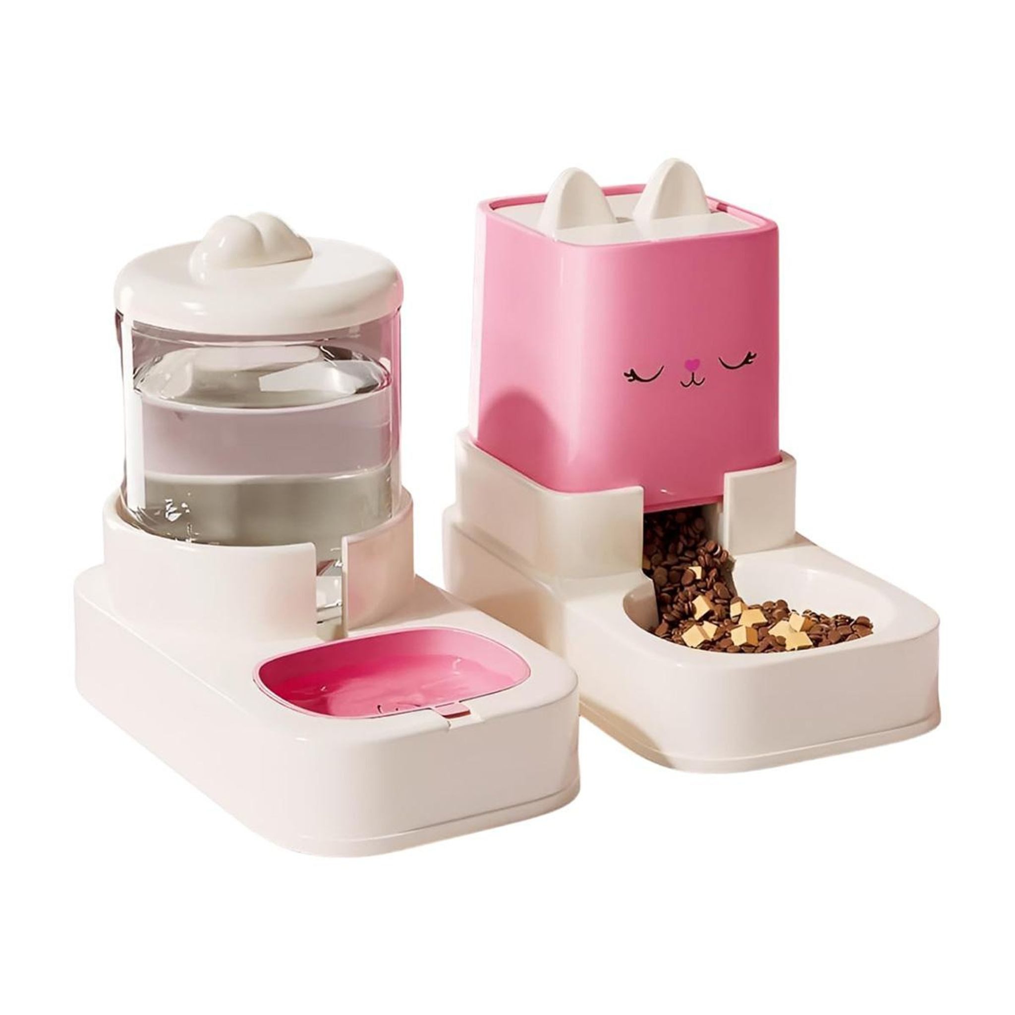 FELIXLEO Katzen-Futterautomat Haustier Futterspender 2-in-1 2200ml Futterautomat 1800ml Trinkbrunnen