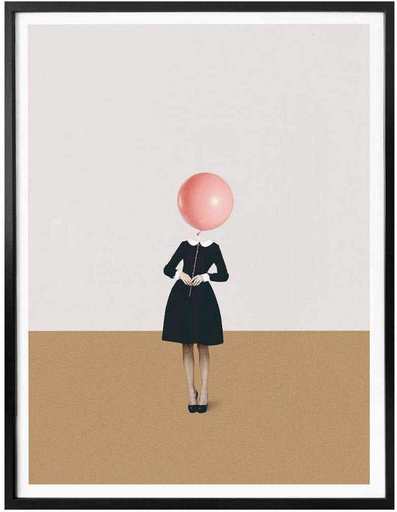 (1 Wandbild, Bild, Poster, Mädchen, Léon Luftballon Luftballon Rosa Wall-Art Poster St), Wandposter