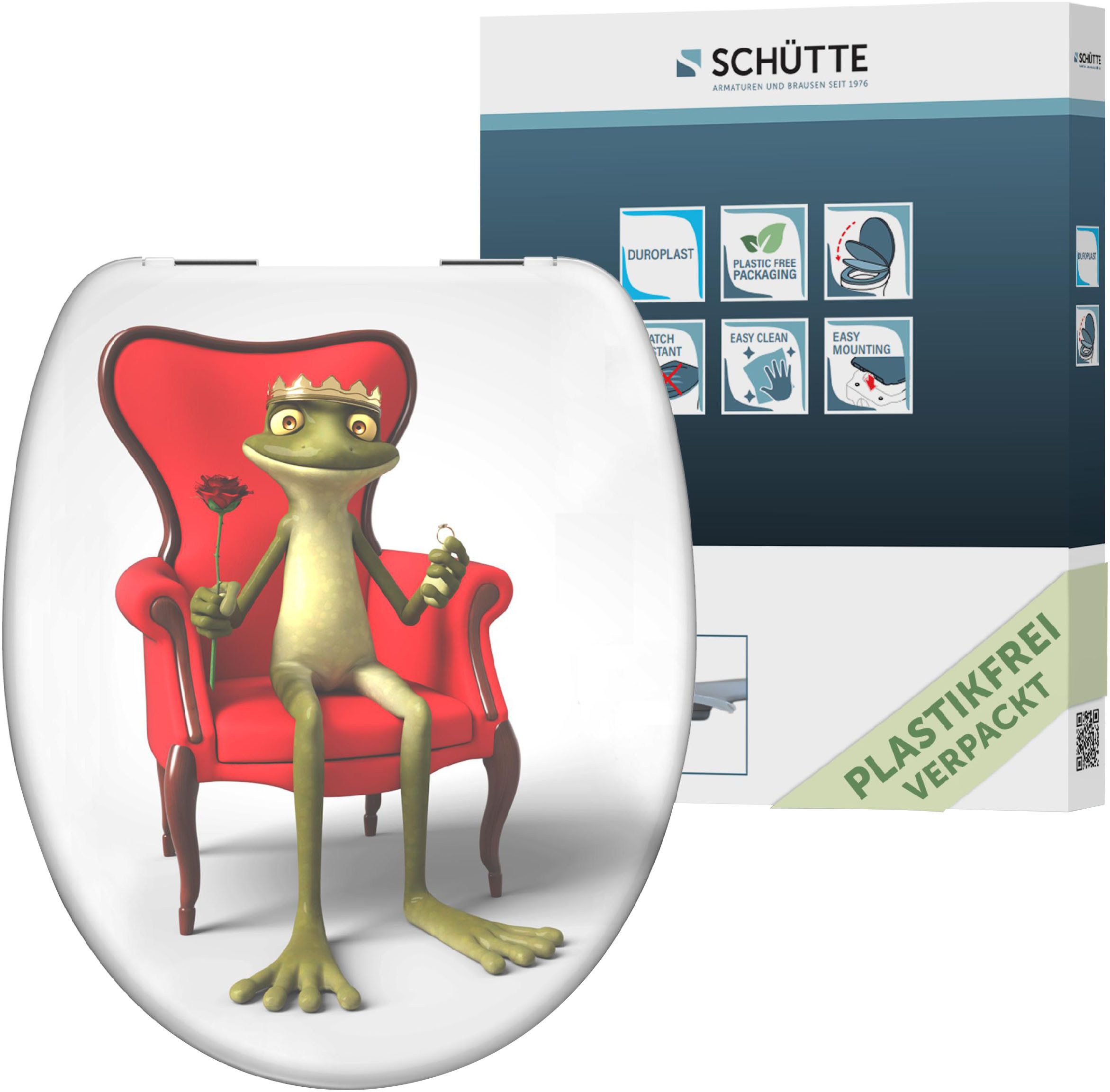 Schütte WC-Sitz Frog King, Duroplast, mit Absenkautomatik günstig online kaufen
